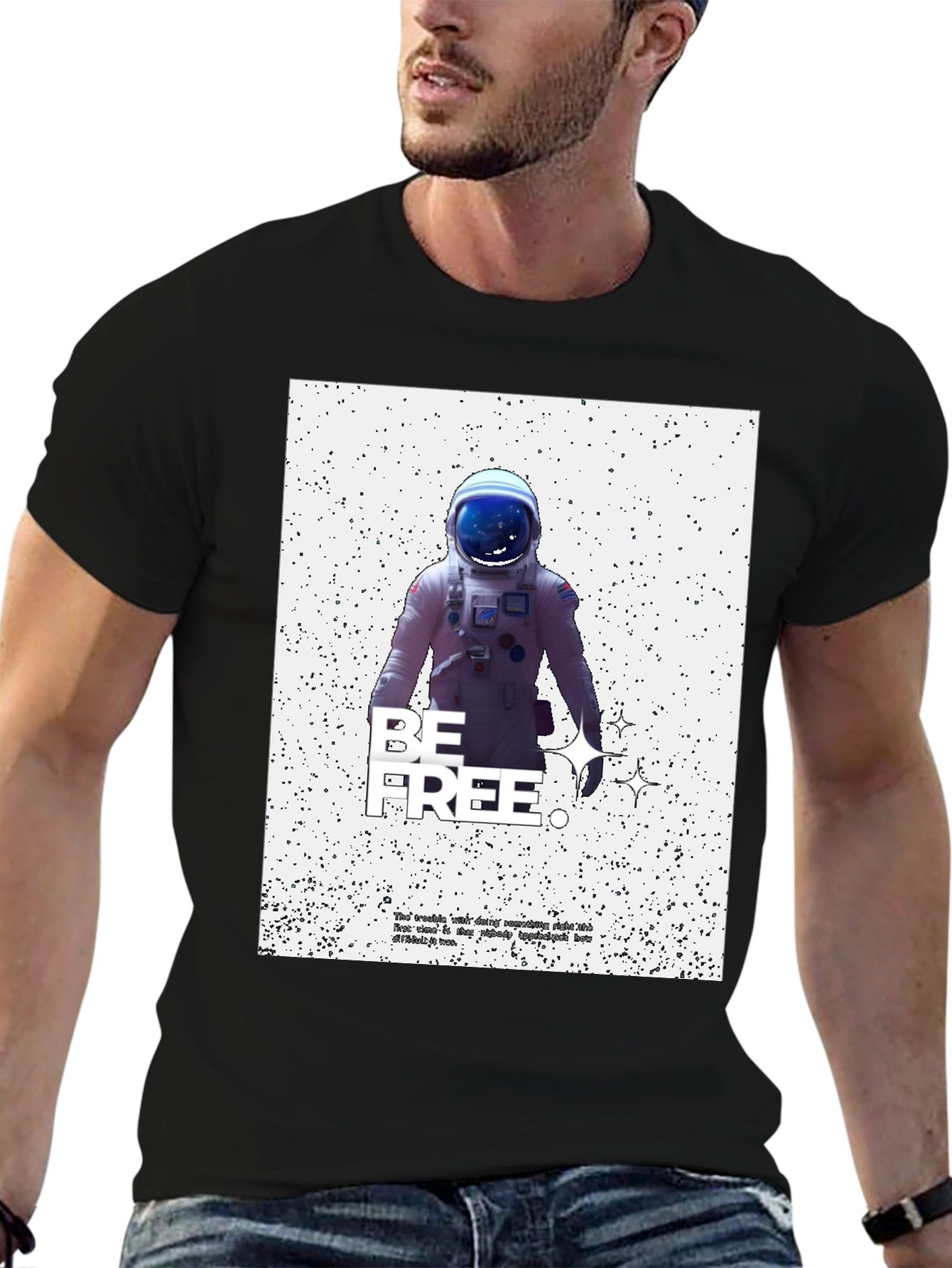 Astronaut Graphic Print Tee - Be Free