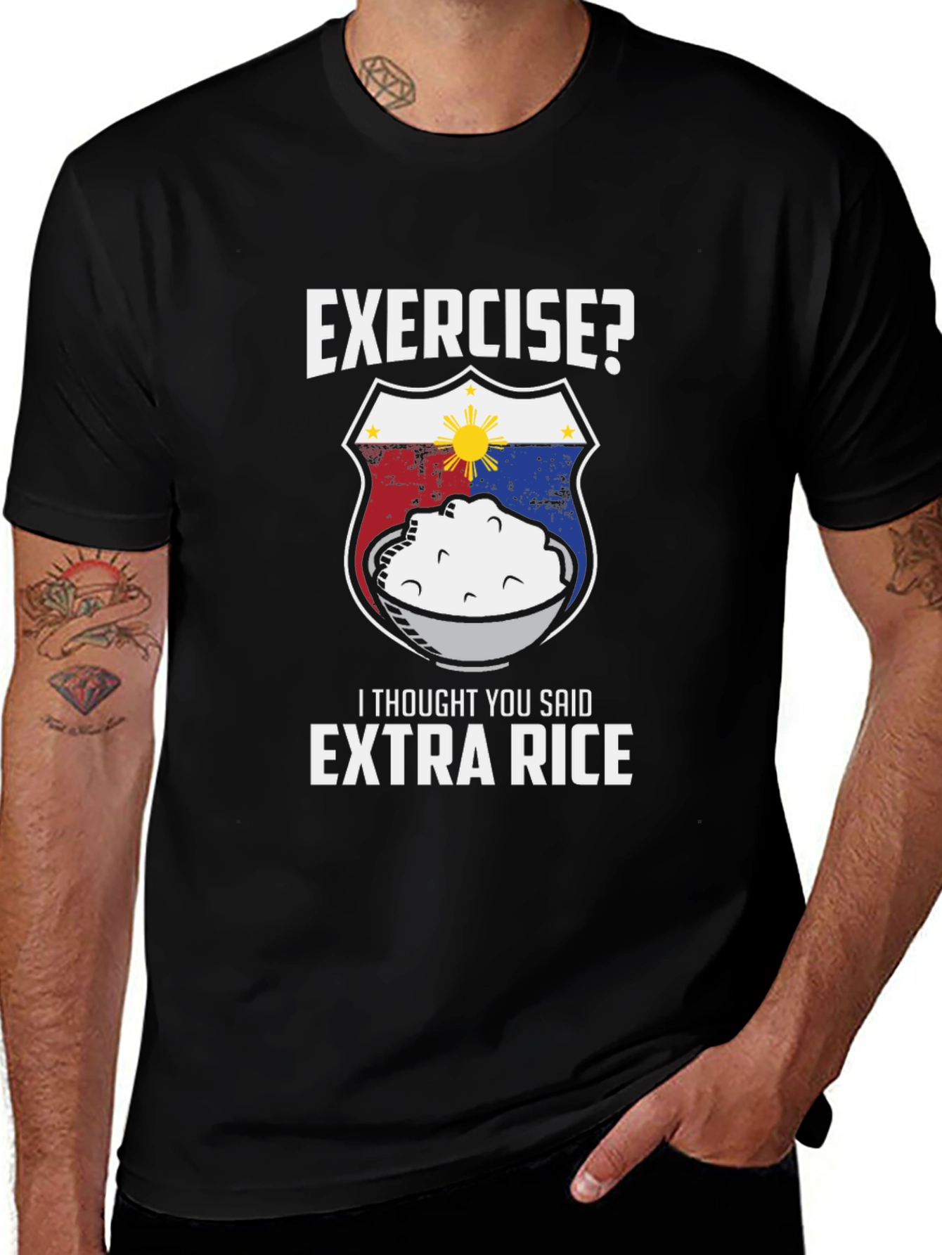 Funny Extra Rice T-Shirt - Exercise? Design