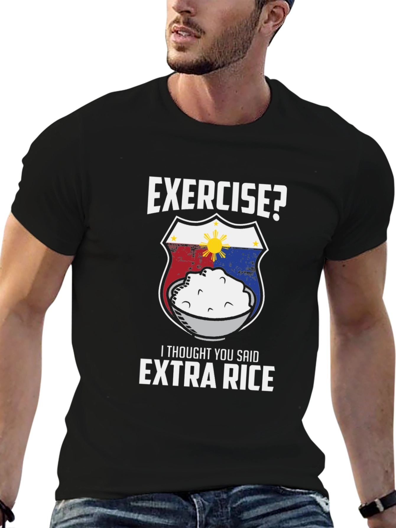 Funny Extra Rice T-Shirt - Exercise? Design