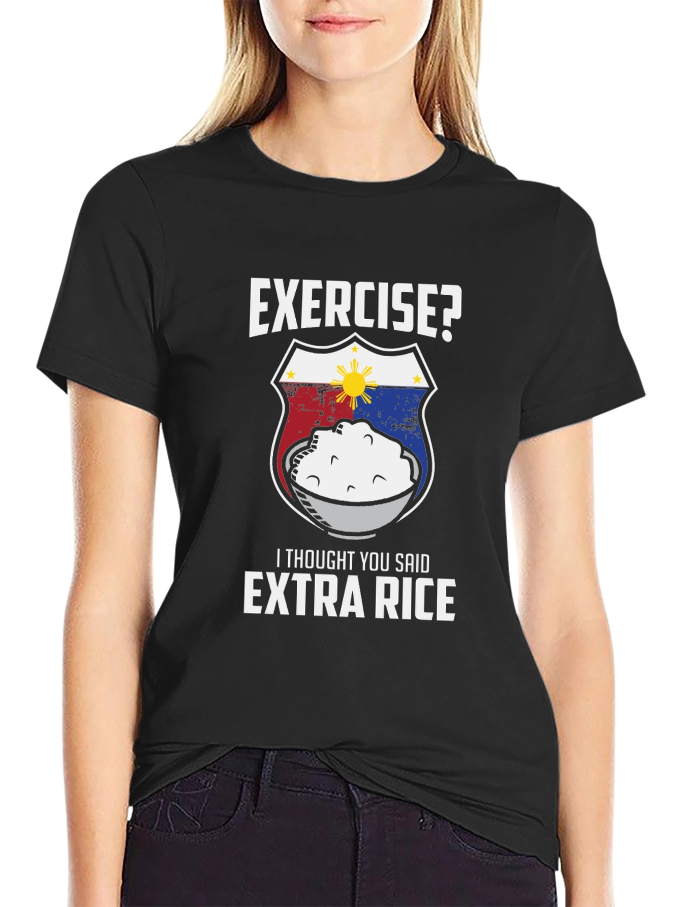 Funny Extra Rice T-Shirt - Exercise? Design
