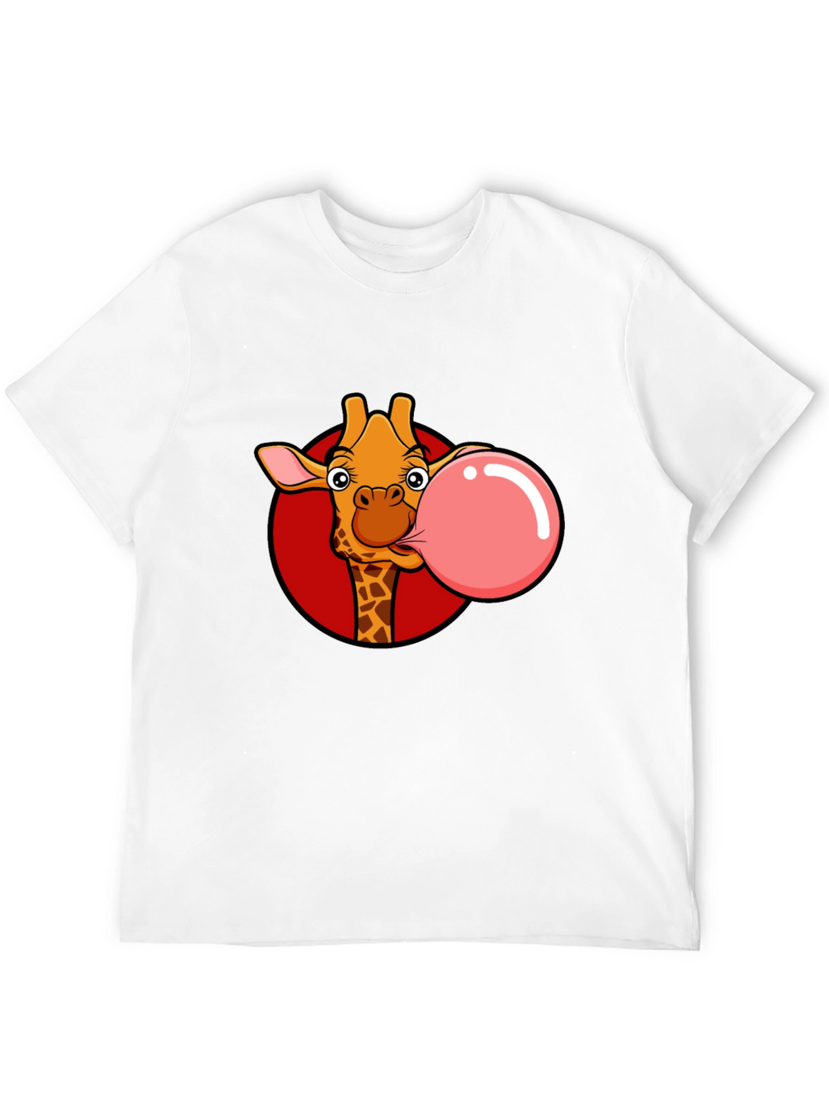 Giraffe Bubble Gum Graphic Tee - Fun Black T-Shirt