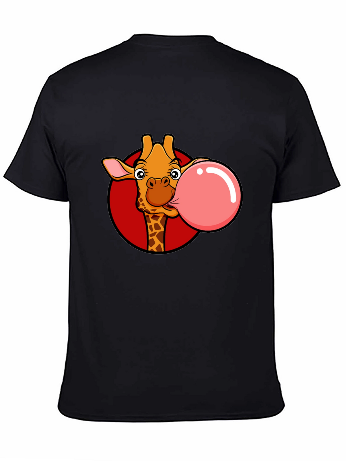 Giraffe Bubble Gum Graphic Tee - Fun Black T-Shirt