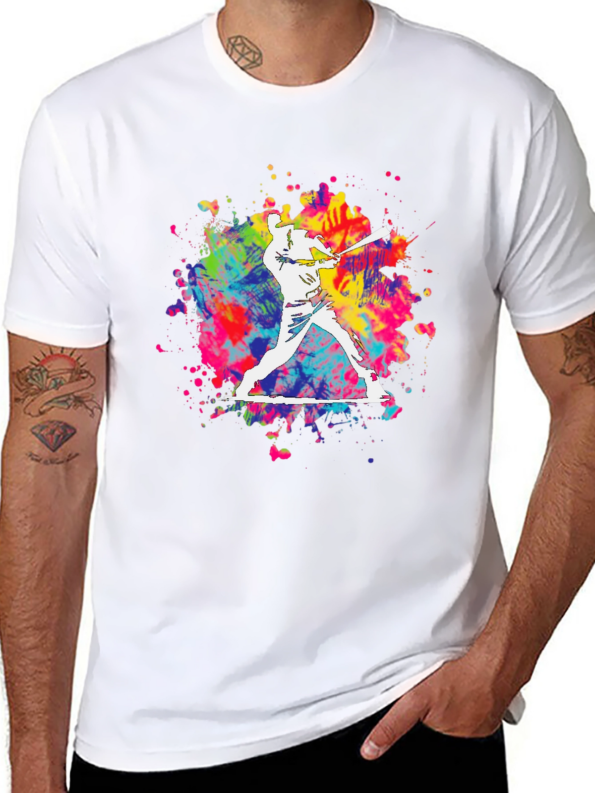 Baseball Splatter Graphic Tee - Bold Black T-Shirt
