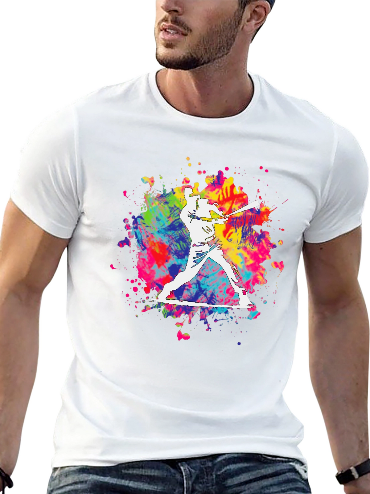 Baseball Splatter Graphic Tee - Bold Black T-Shirt