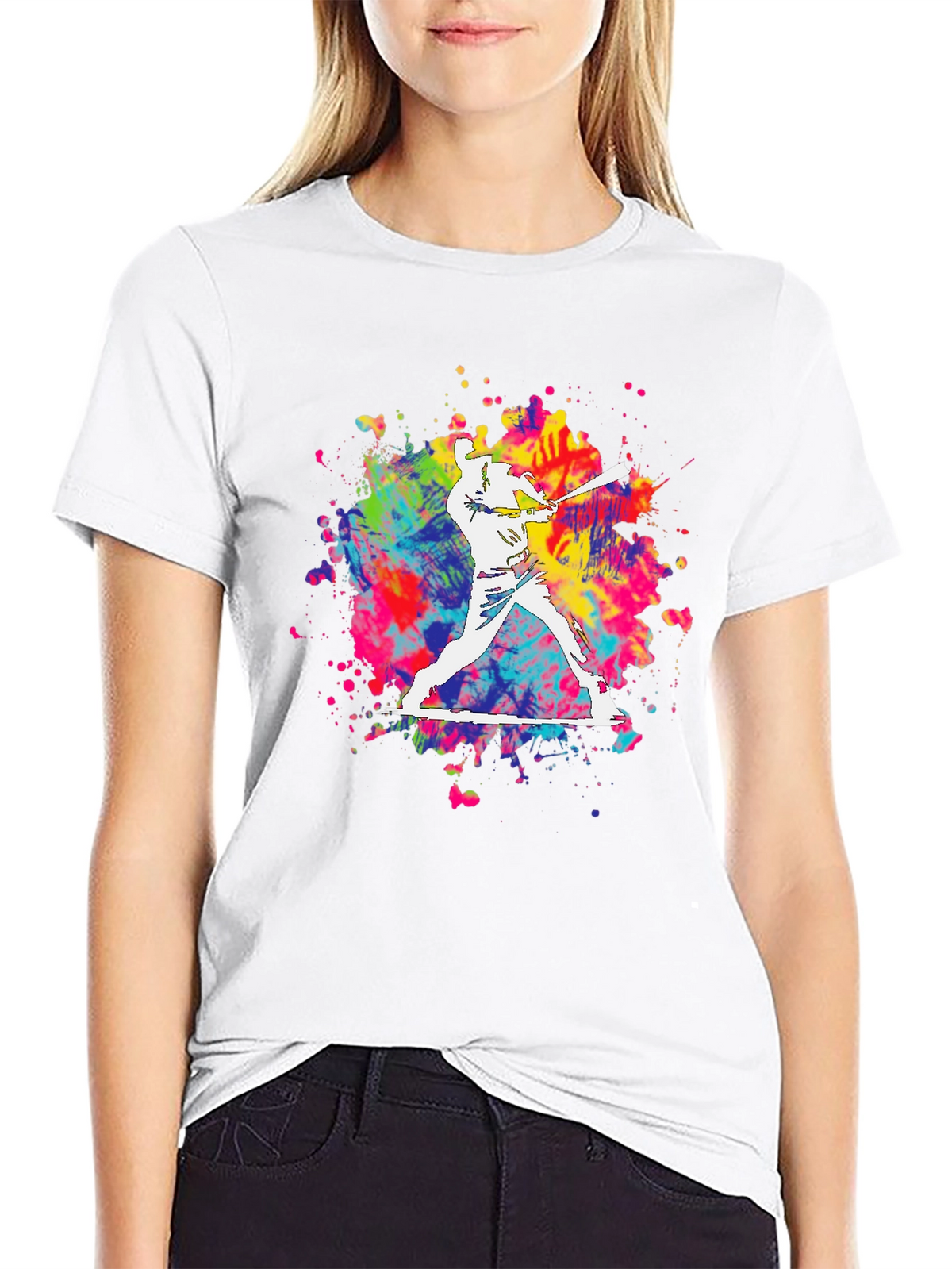 Baseball Splatter Graphic Tee - Bold Black T-Shirt