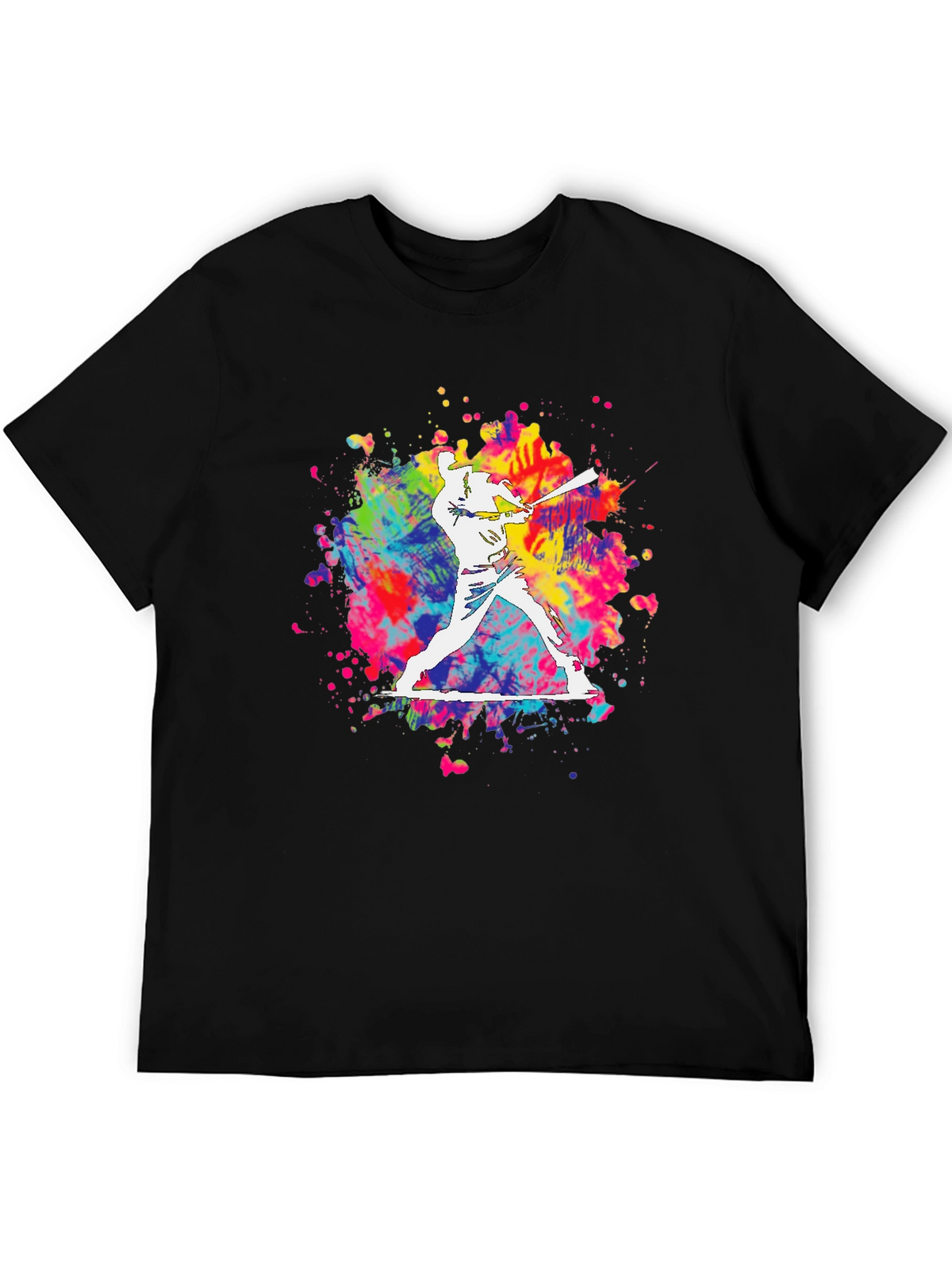 Baseball Splatter Graphic Tee - Bold Black T-Shirt