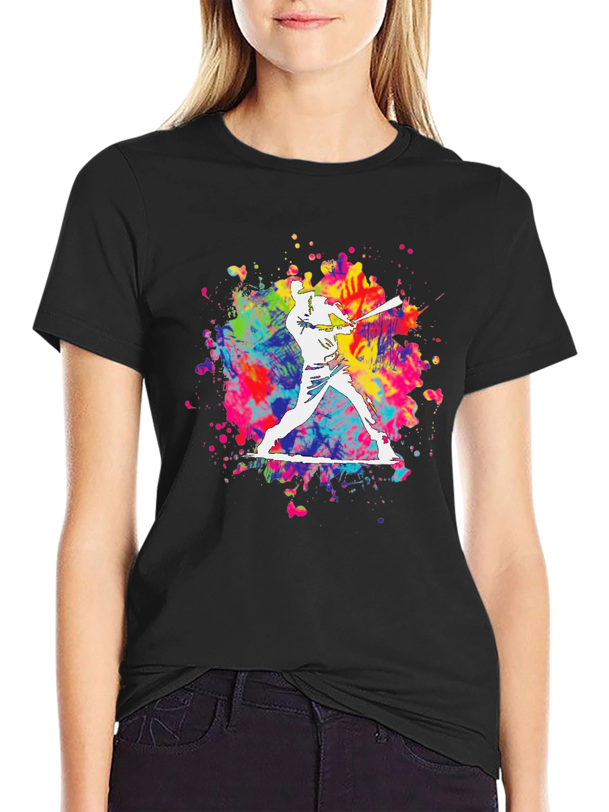 Baseball Splatter Graphic Tee - Bold Black T-Shirt