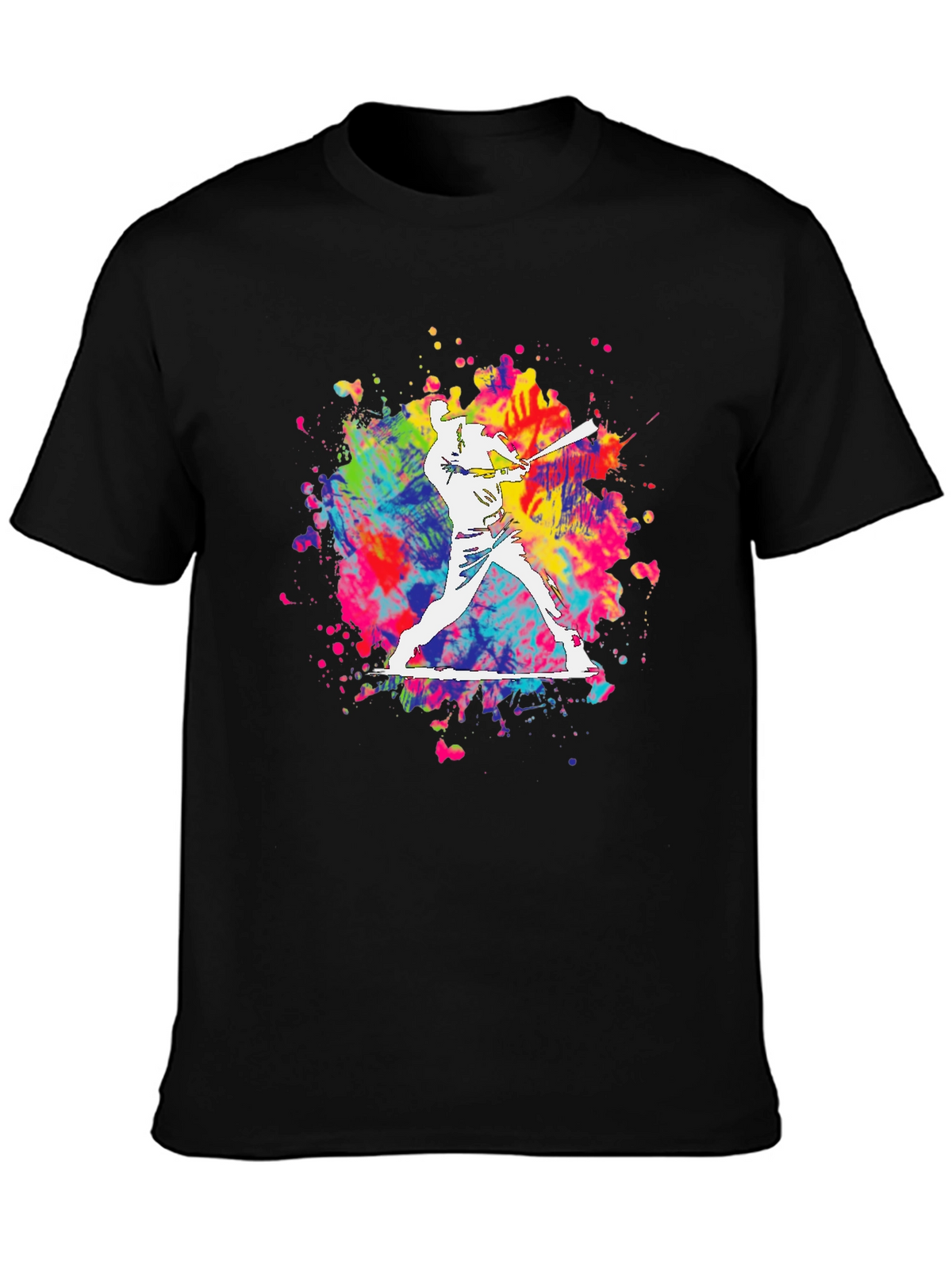 Baseball Splatter Graphic Tee - Bold Black T-Shirt