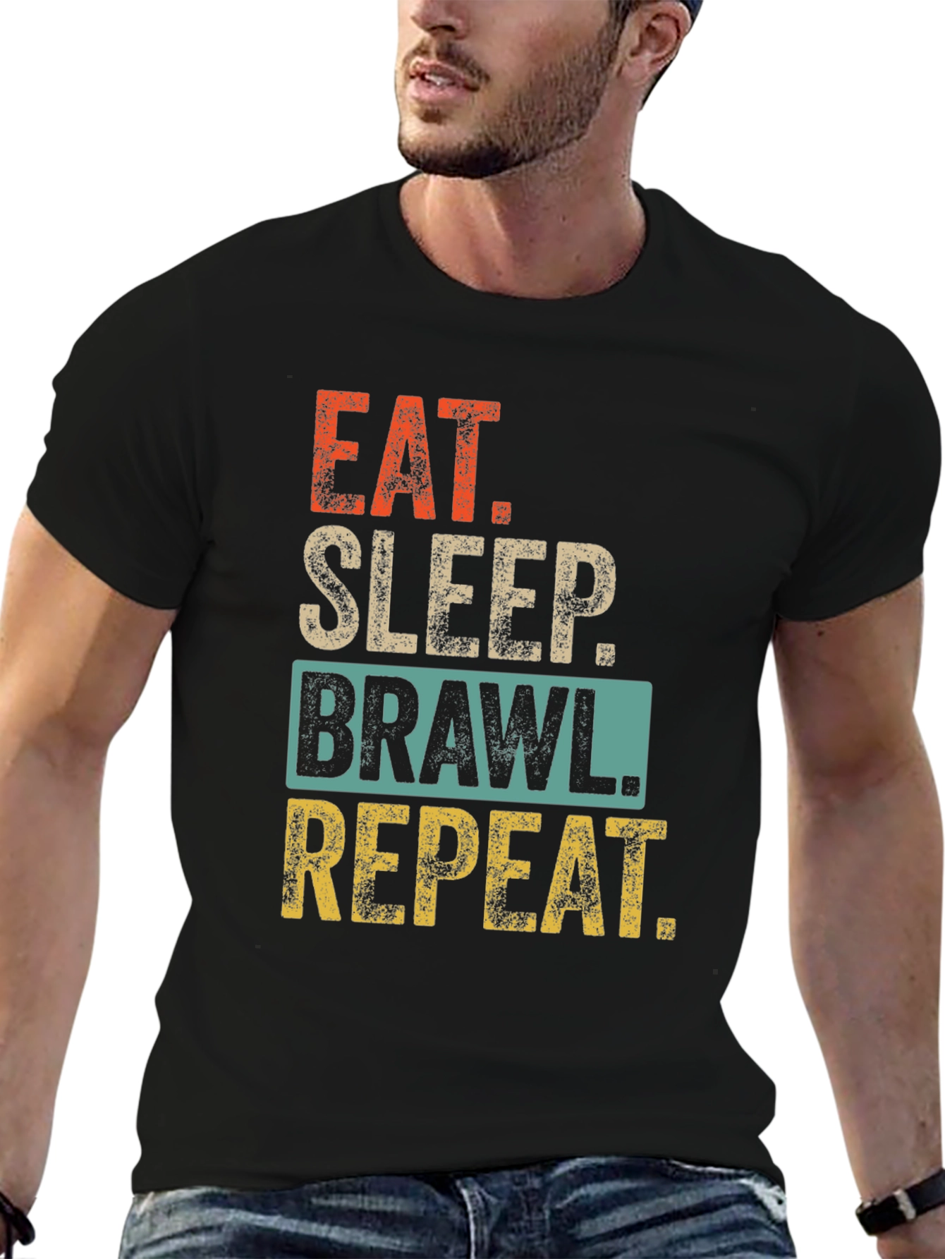 Eat Sleep Brawl Repeat Graphic Tee