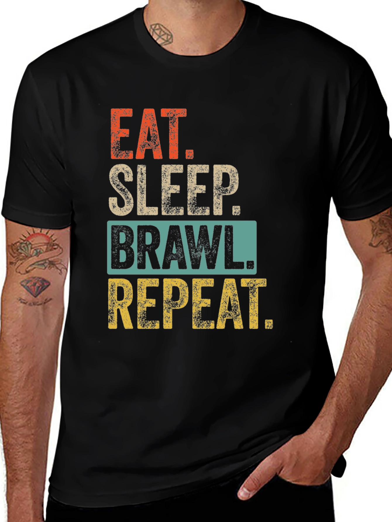 Eat Sleep Brawl Repeat Graphic Tee