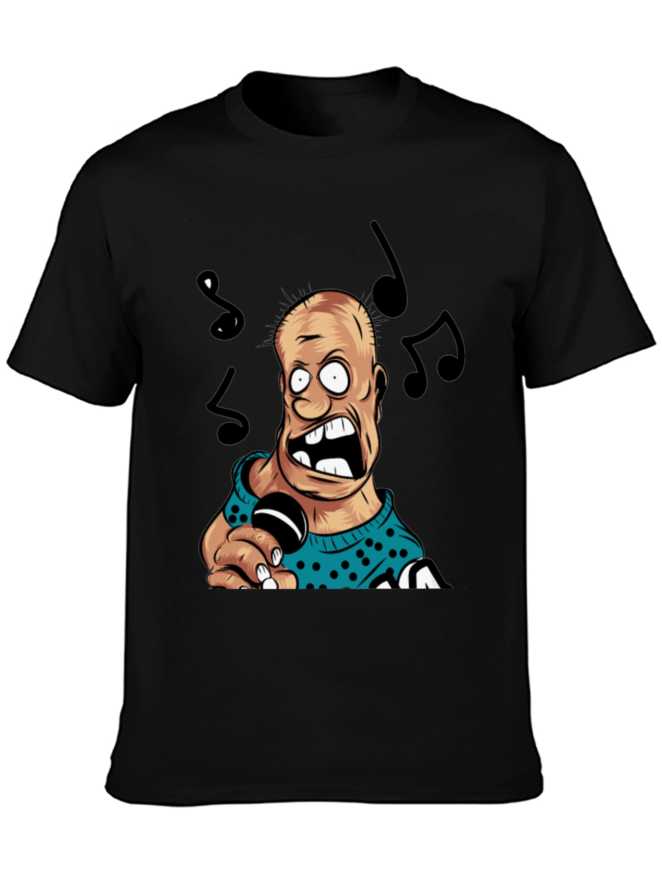 Cartoon Singer Black T-Shirt