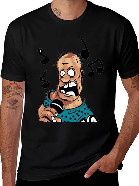 Cartoon Singer Black T-Shirt