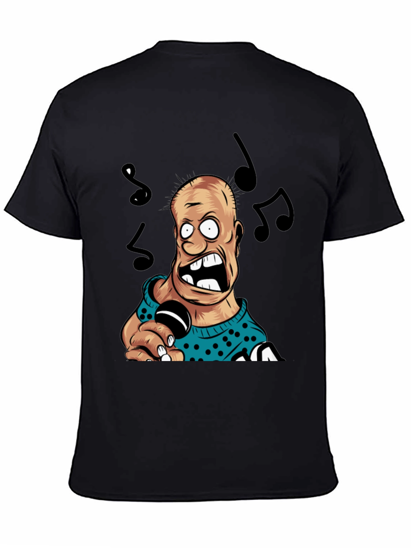 Cartoon Singer Black T-Shirt