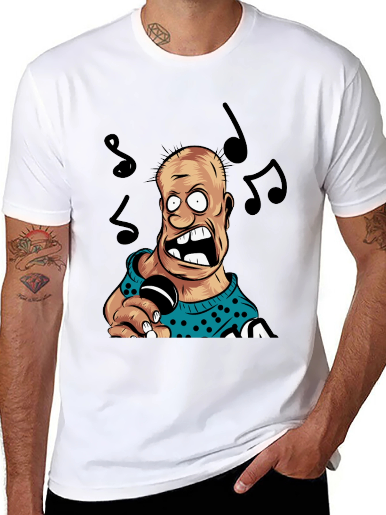 Cartoon Singer Black T-Shirt