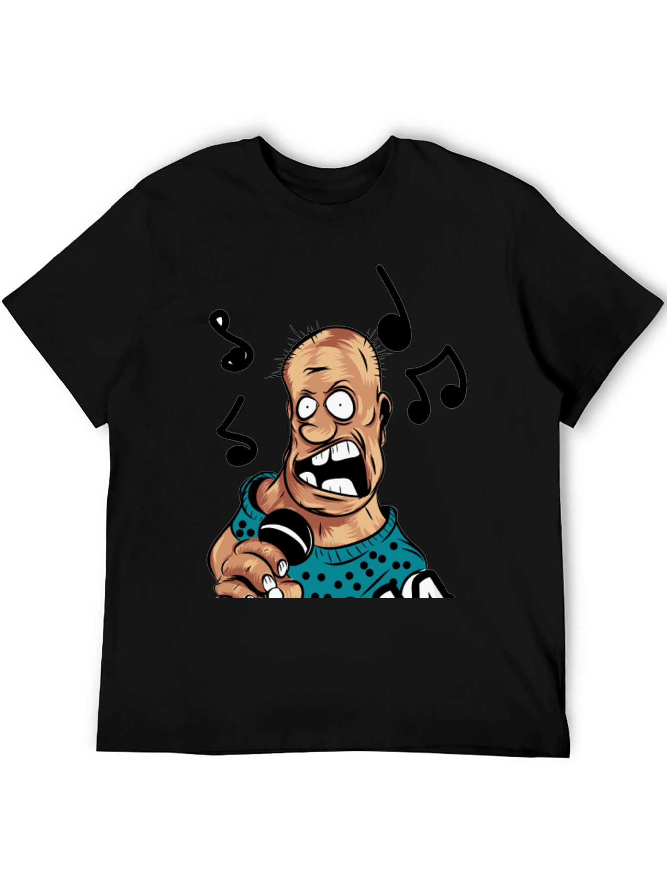 Cartoon Singer Black T-Shirt