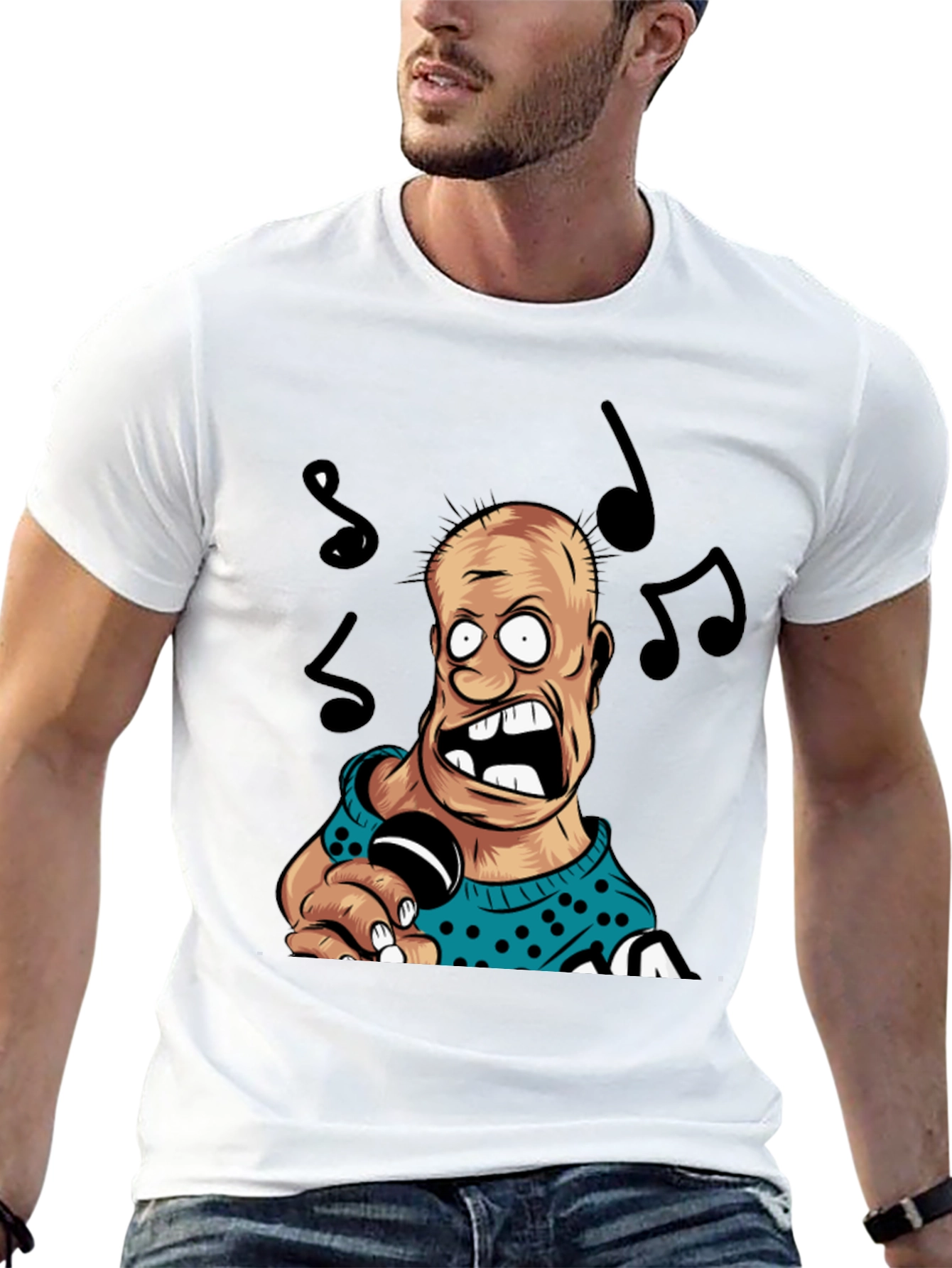 Cartoon Singer Black T-Shirt