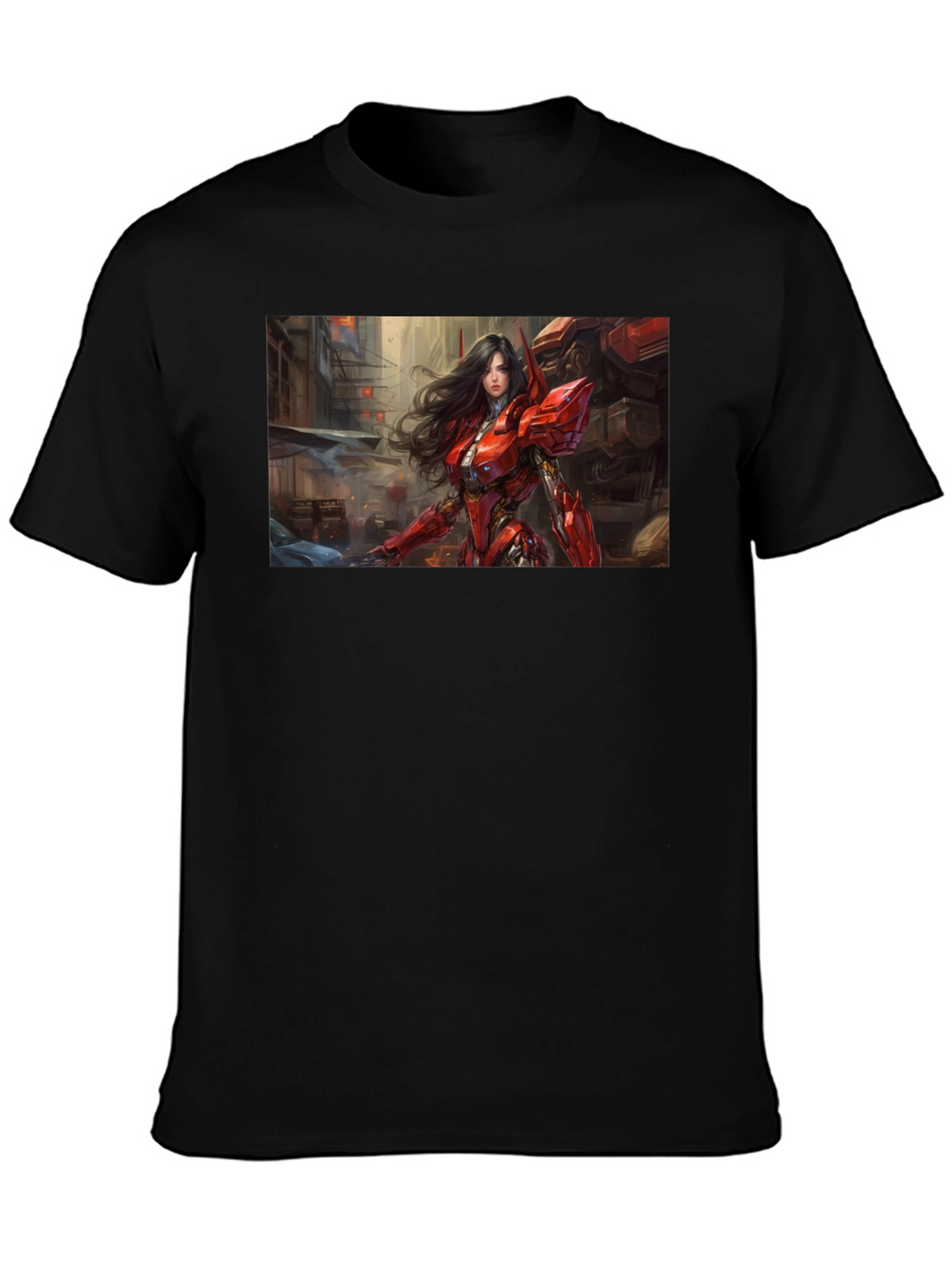 Sci-Fi Armor Girl T-Shirt - Black