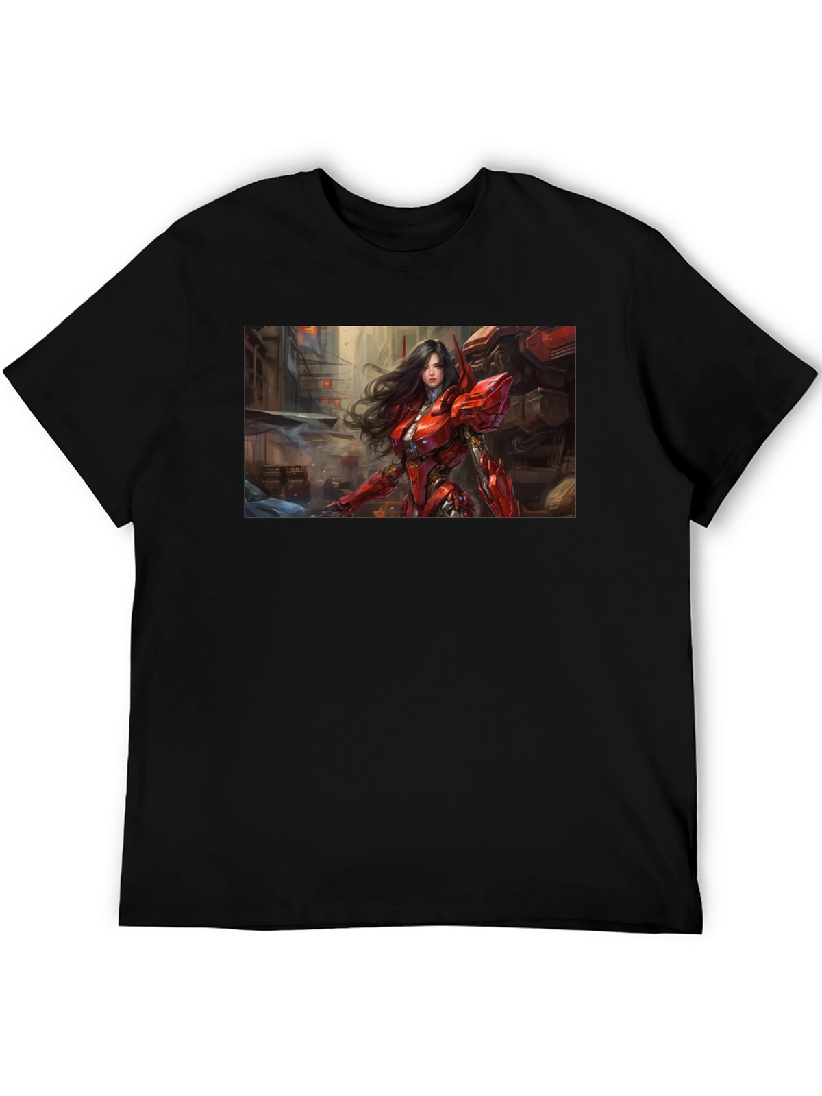 Sci-Fi Armor Girl T-Shirt - Black