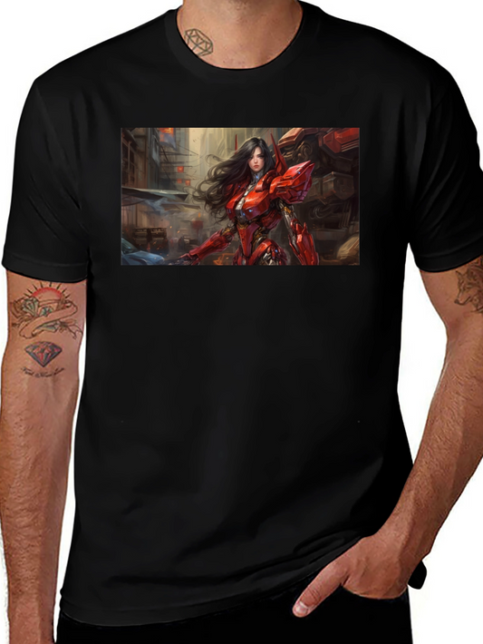 Sci-Fi Armor Girl T-Shirt - Black