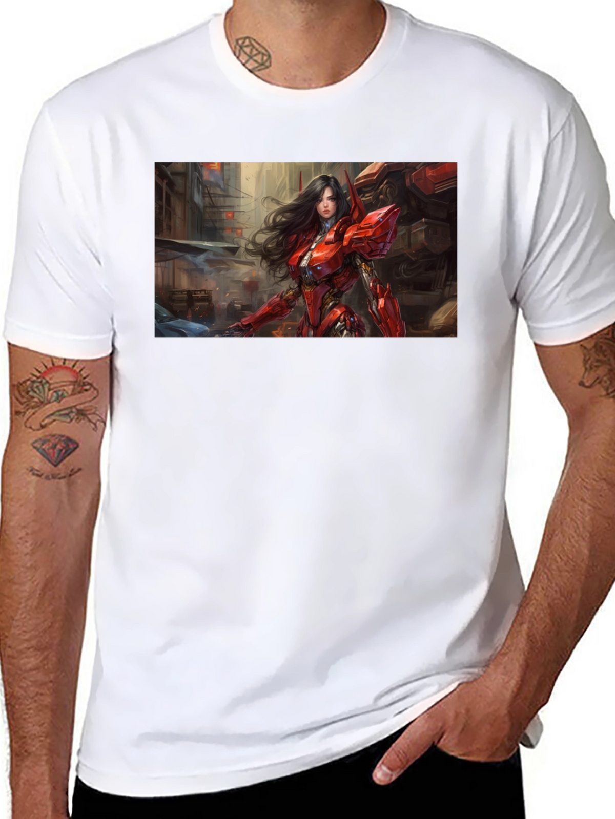 Sci-Fi Armor Girl T-Shirt - Black