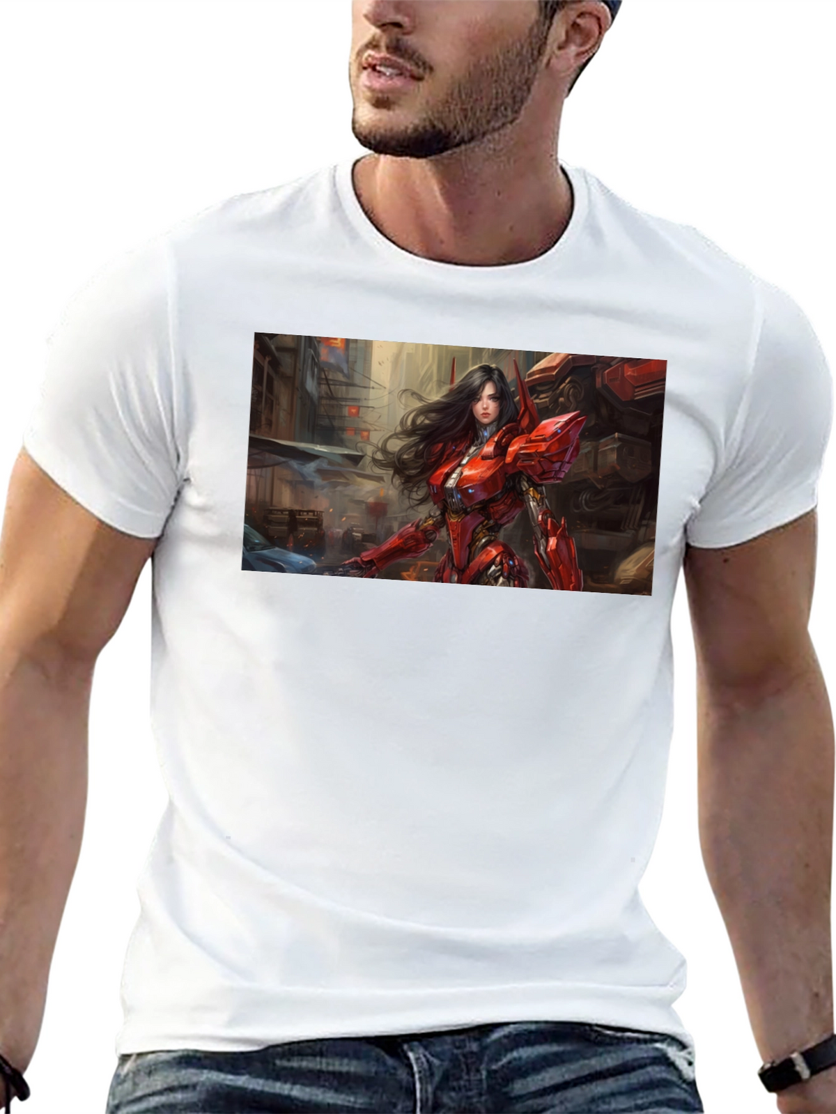 Sci-Fi Armor Girl T-Shirt - Black
