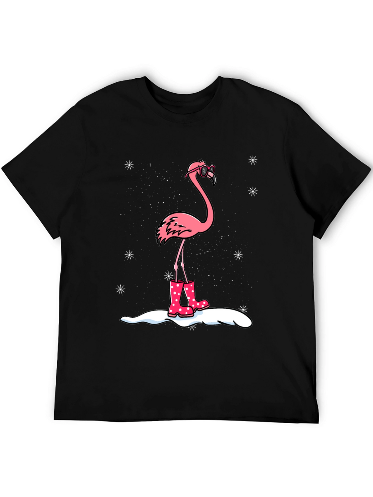 Flamingo in Boots Black T-Shirt