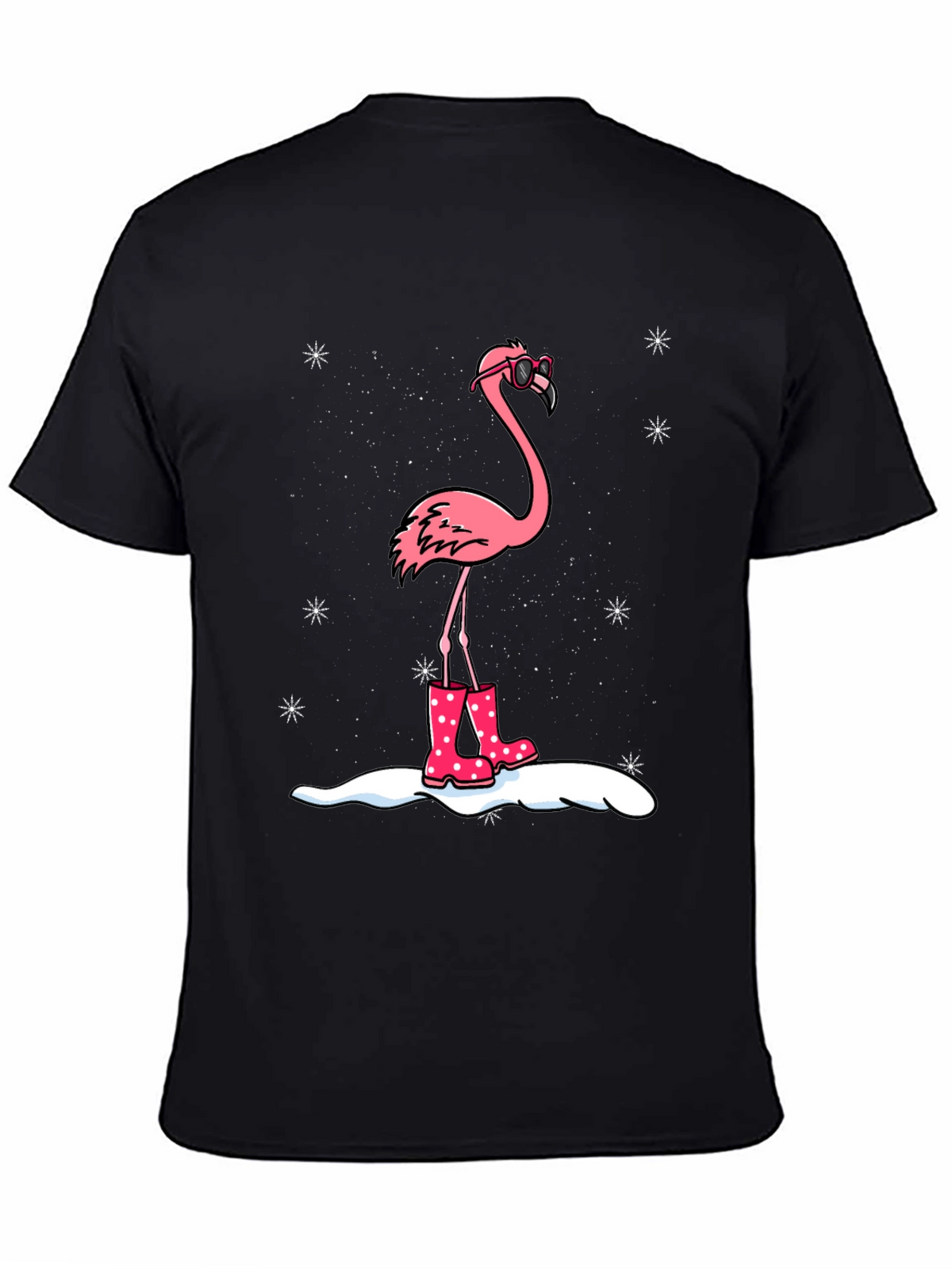 Flamingo in Boots Black T-Shirt