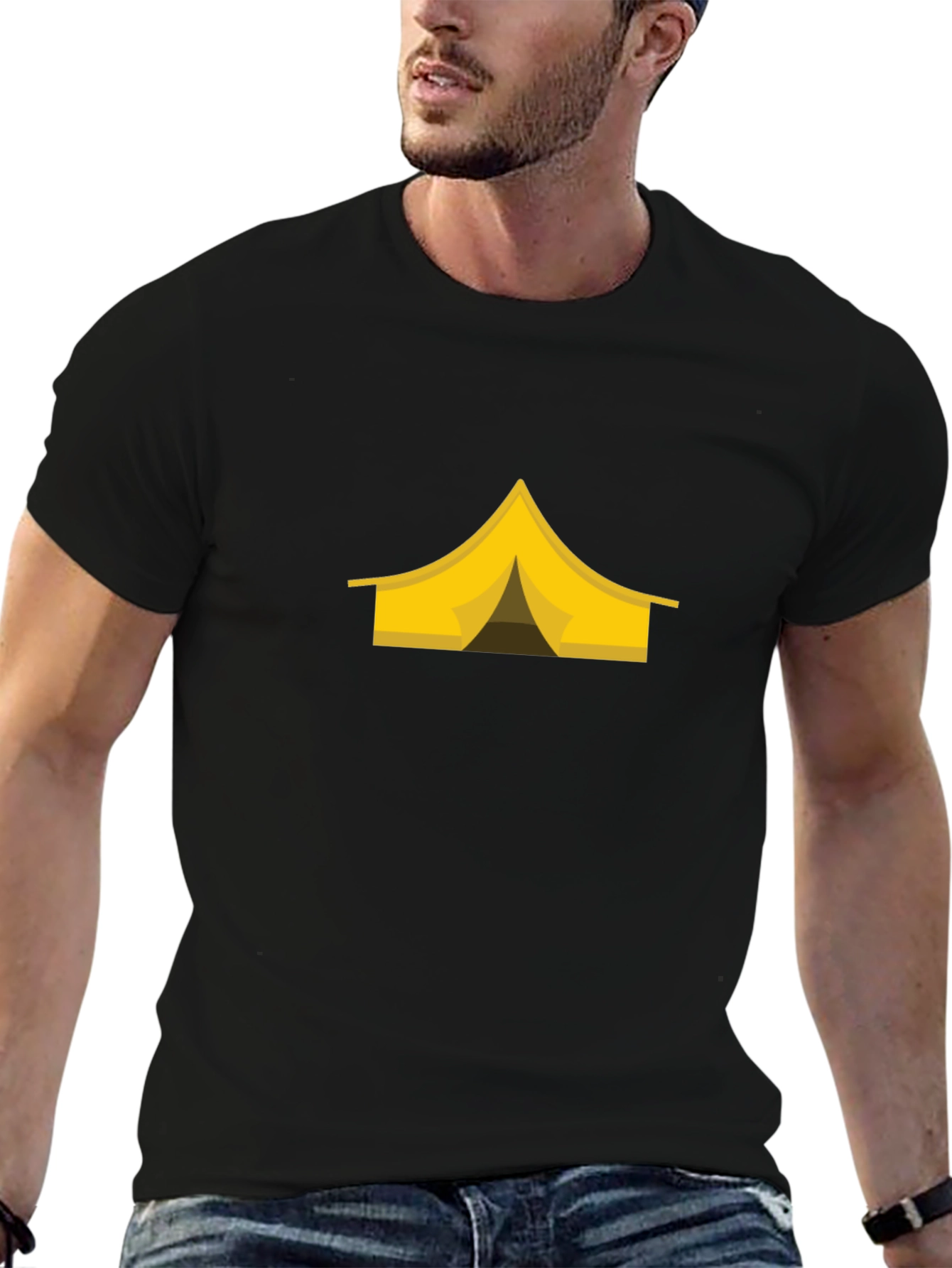 Camping Tent Graphic Tee - Black