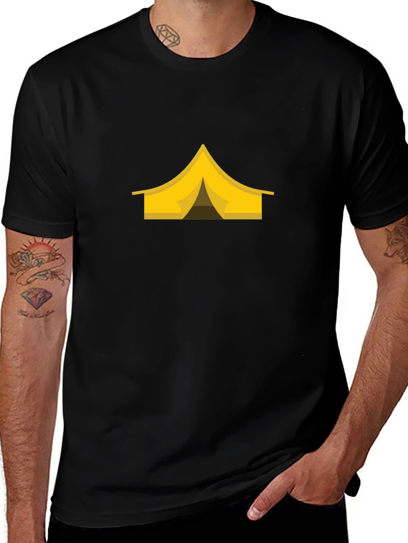 Camping Tent Graphic Tee - Black