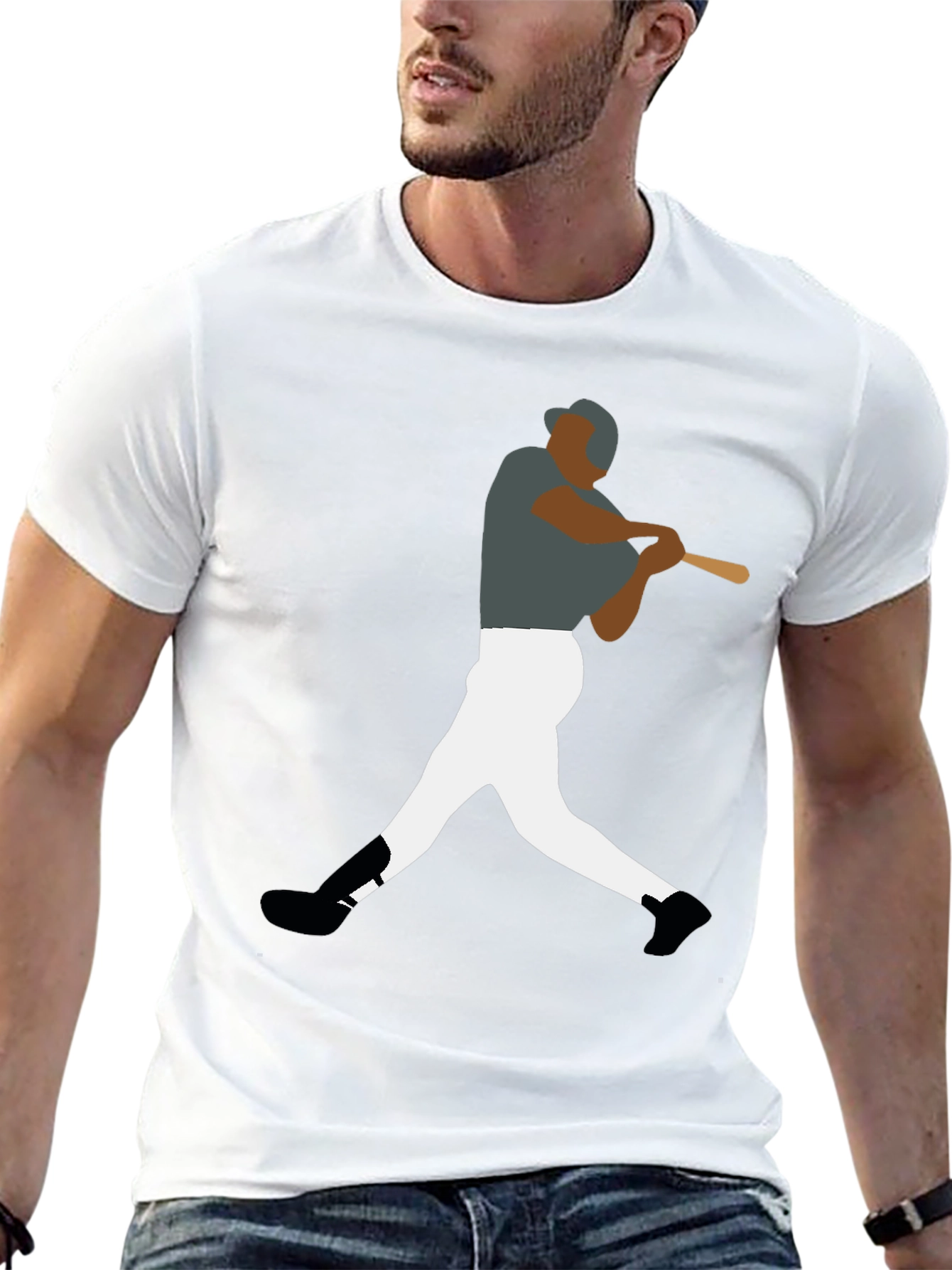 Baseball Player Graphic Tee - Sporty Style