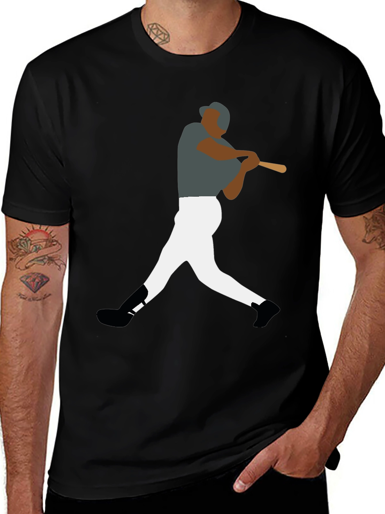 Baseball Player Graphic Tee - Sporty Style