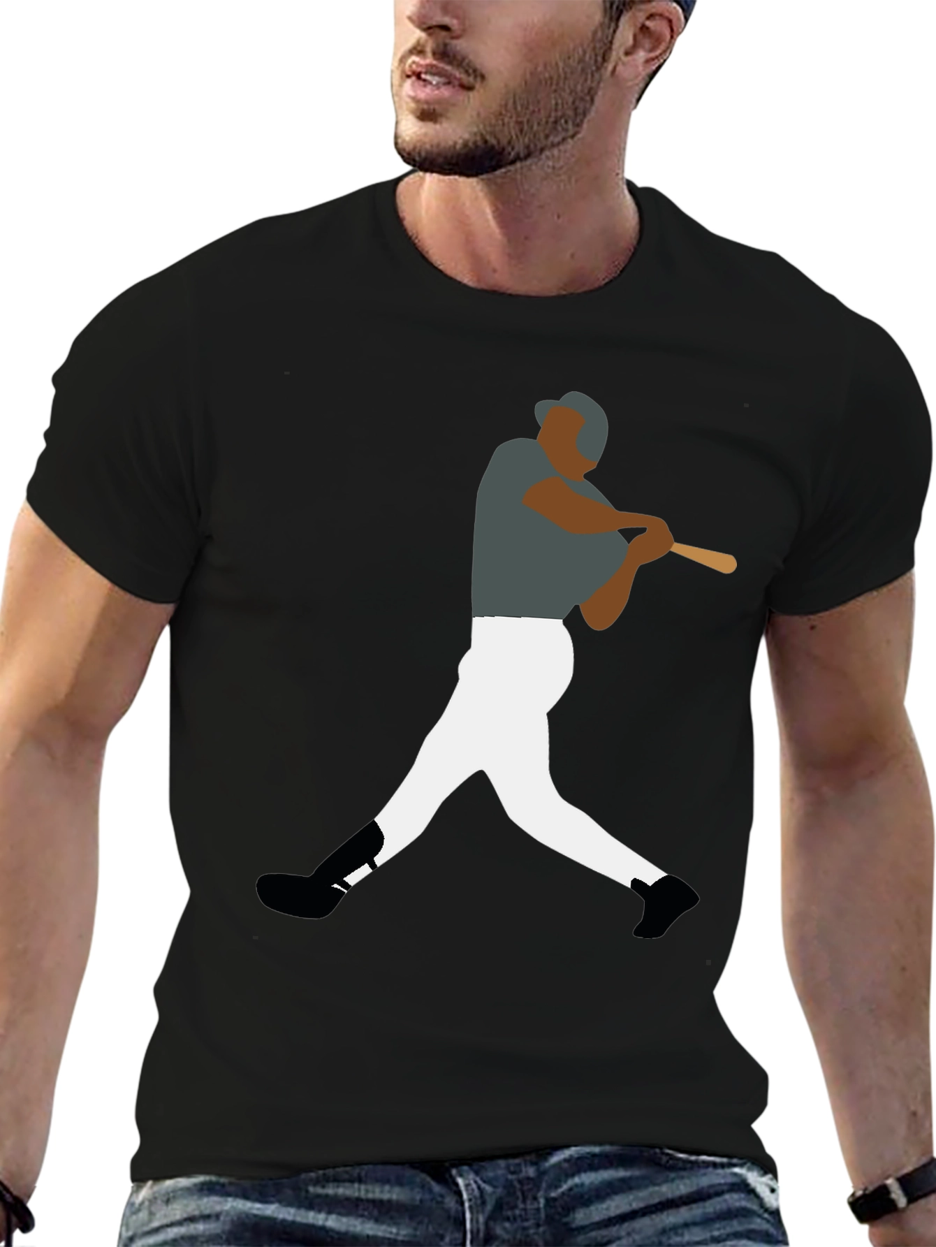 Baseball Player Graphic Tee - Sporty Style