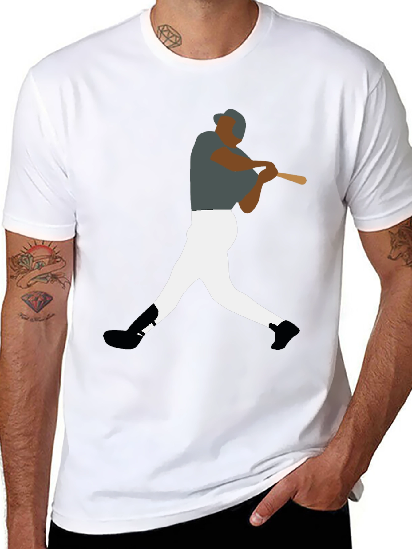 Baseball Player Graphic Tee - Sporty Style
