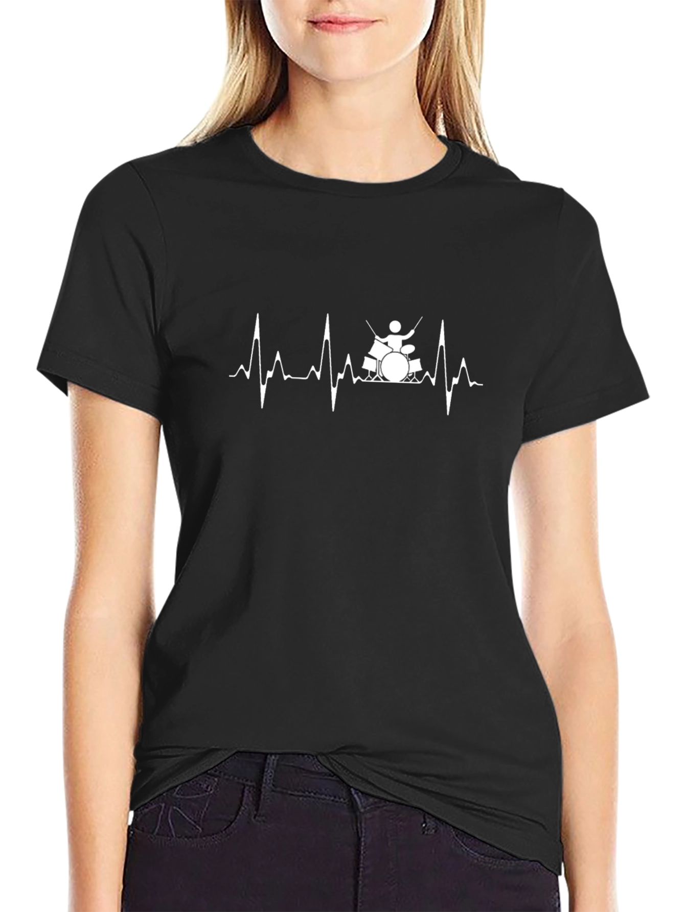 Drummer Heartbeat T-Shirt - Music Lover Tee