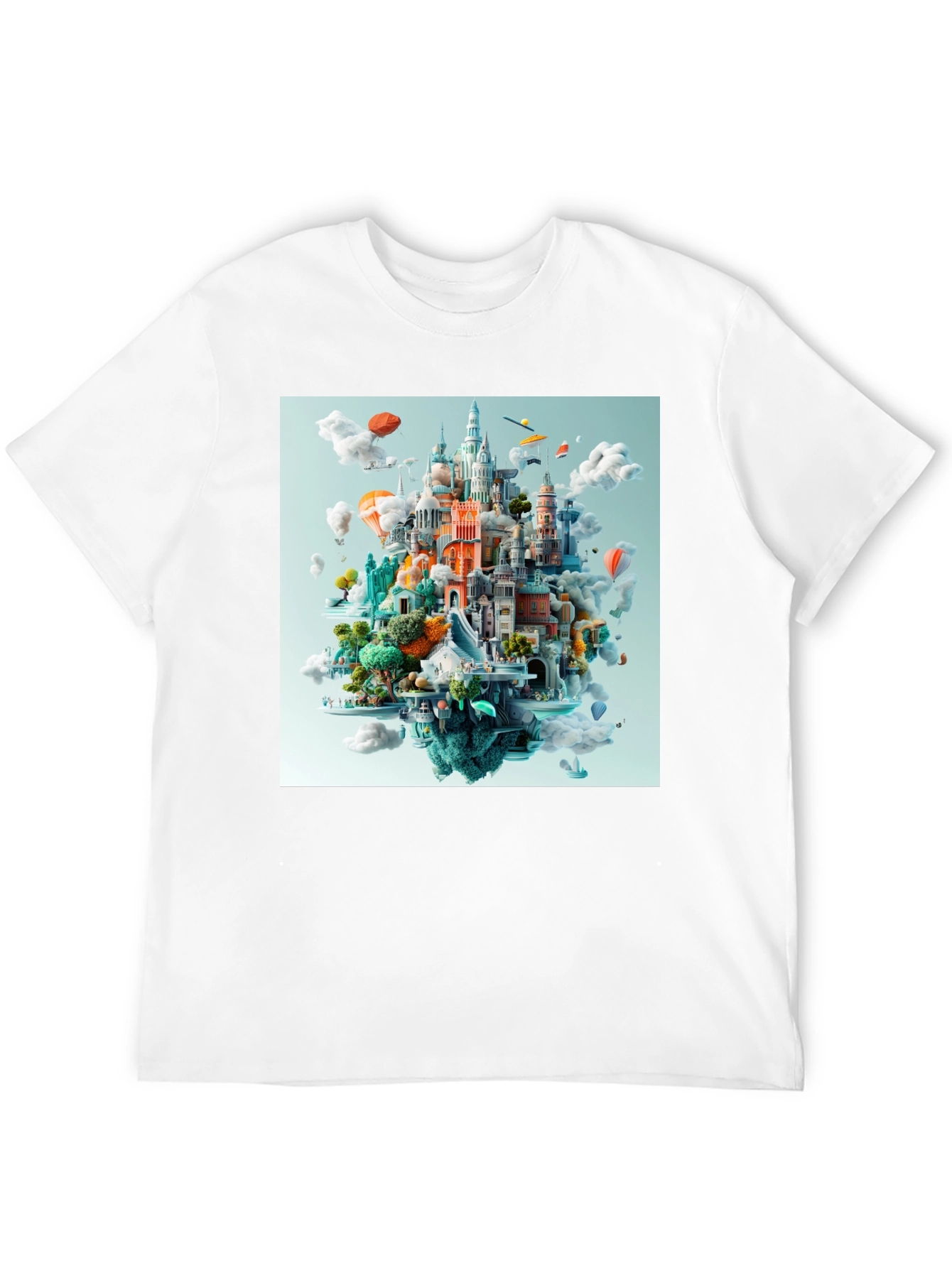 Cityscape Fantasy Graphic Tee - Black Cotton T-Shirt