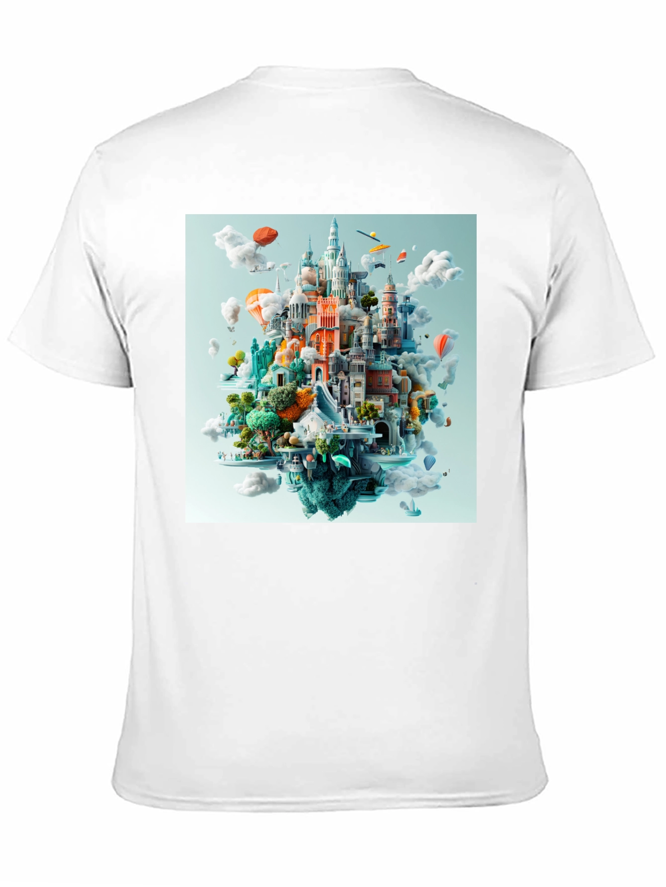 Cityscape Fantasy Graphic Tee - Black Cotton T-Shirt