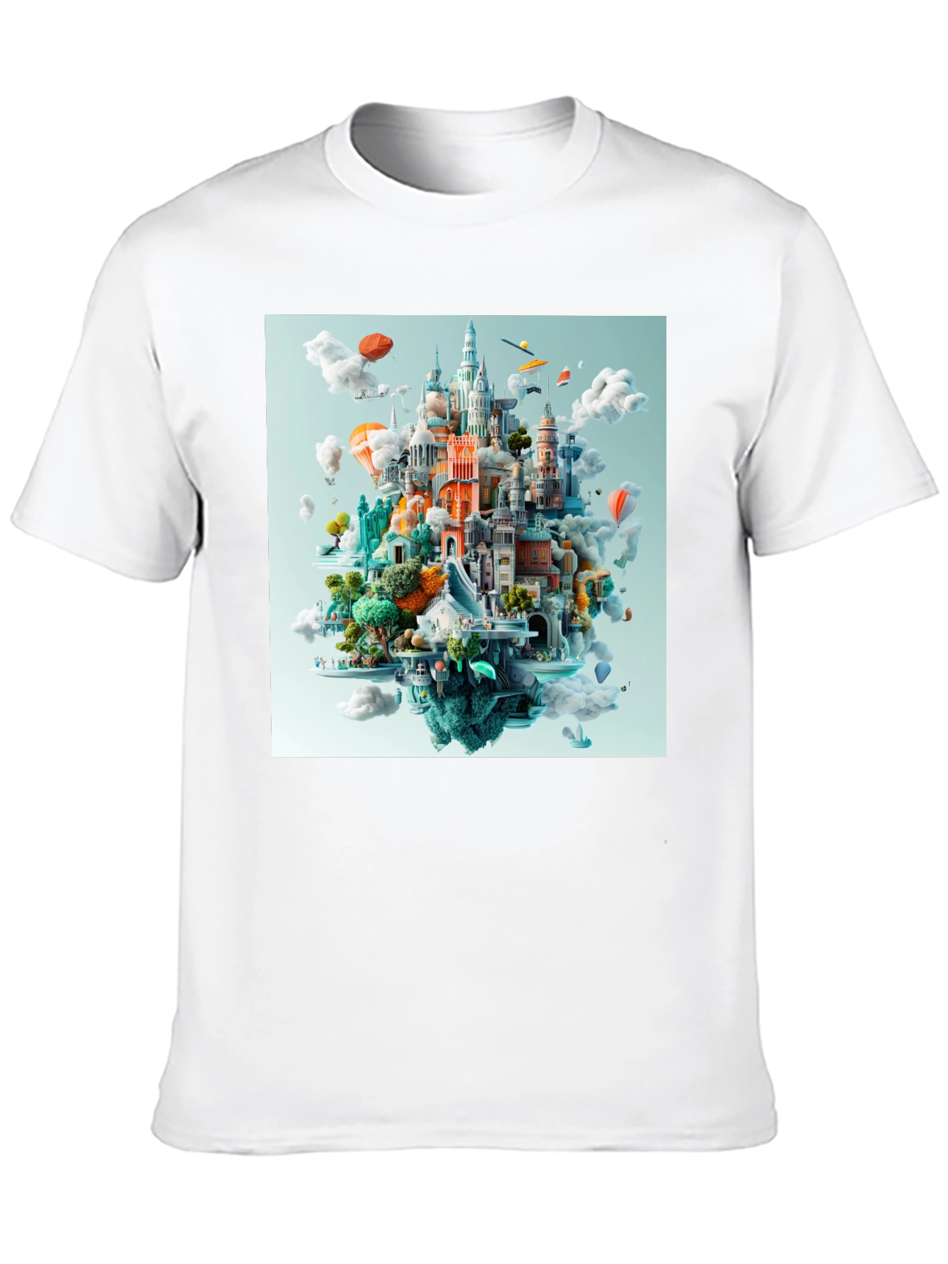 Cityscape Fantasy Graphic Tee - Black Cotton T-Shirt