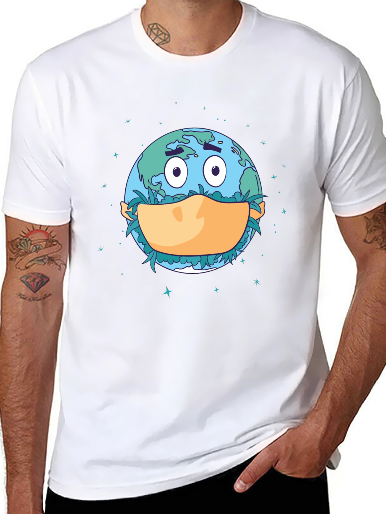 Earth Wearing Mask T-Shirt - Stay Safe