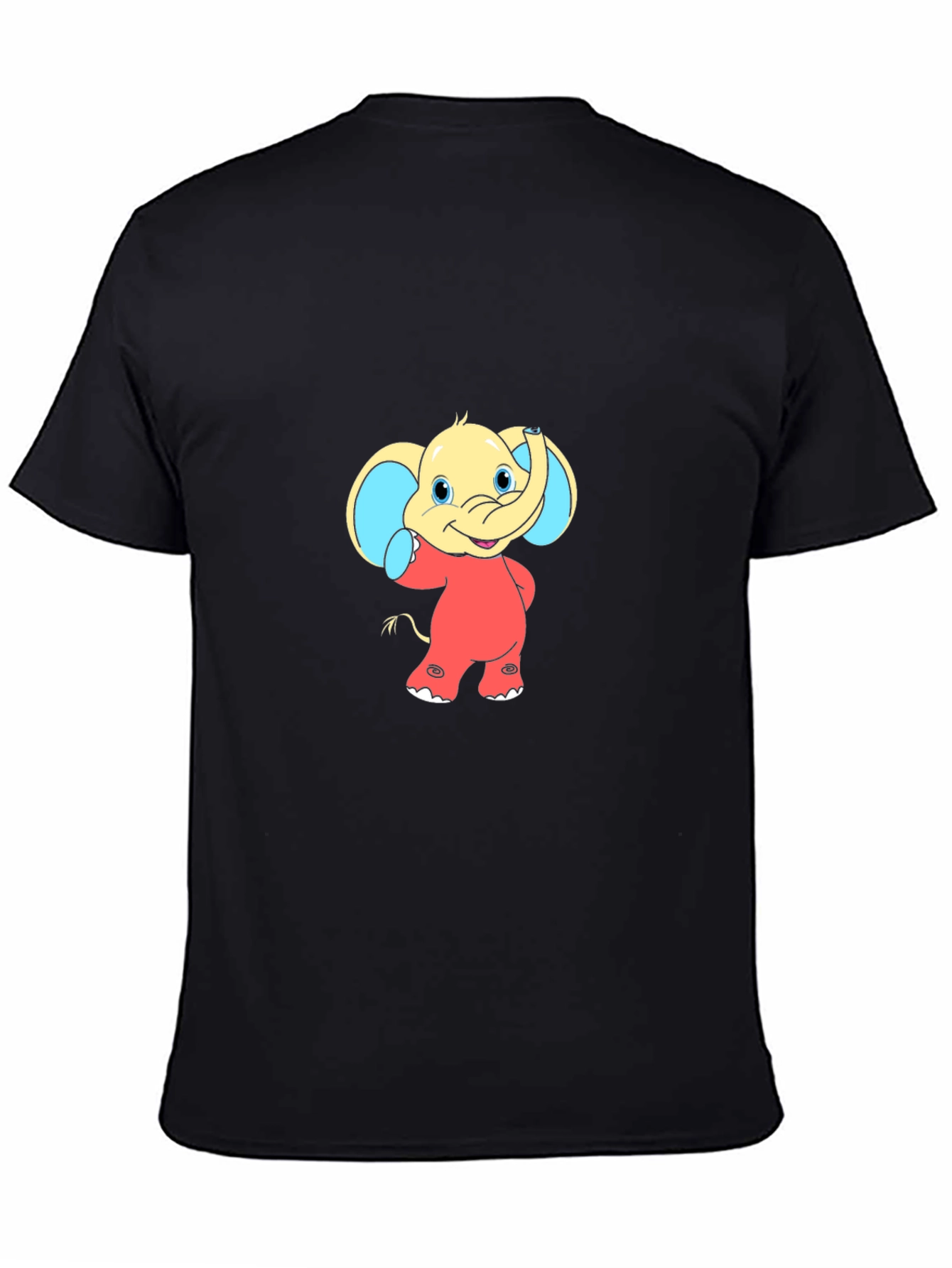 Cartoon Elephant Graphic Tee - Black