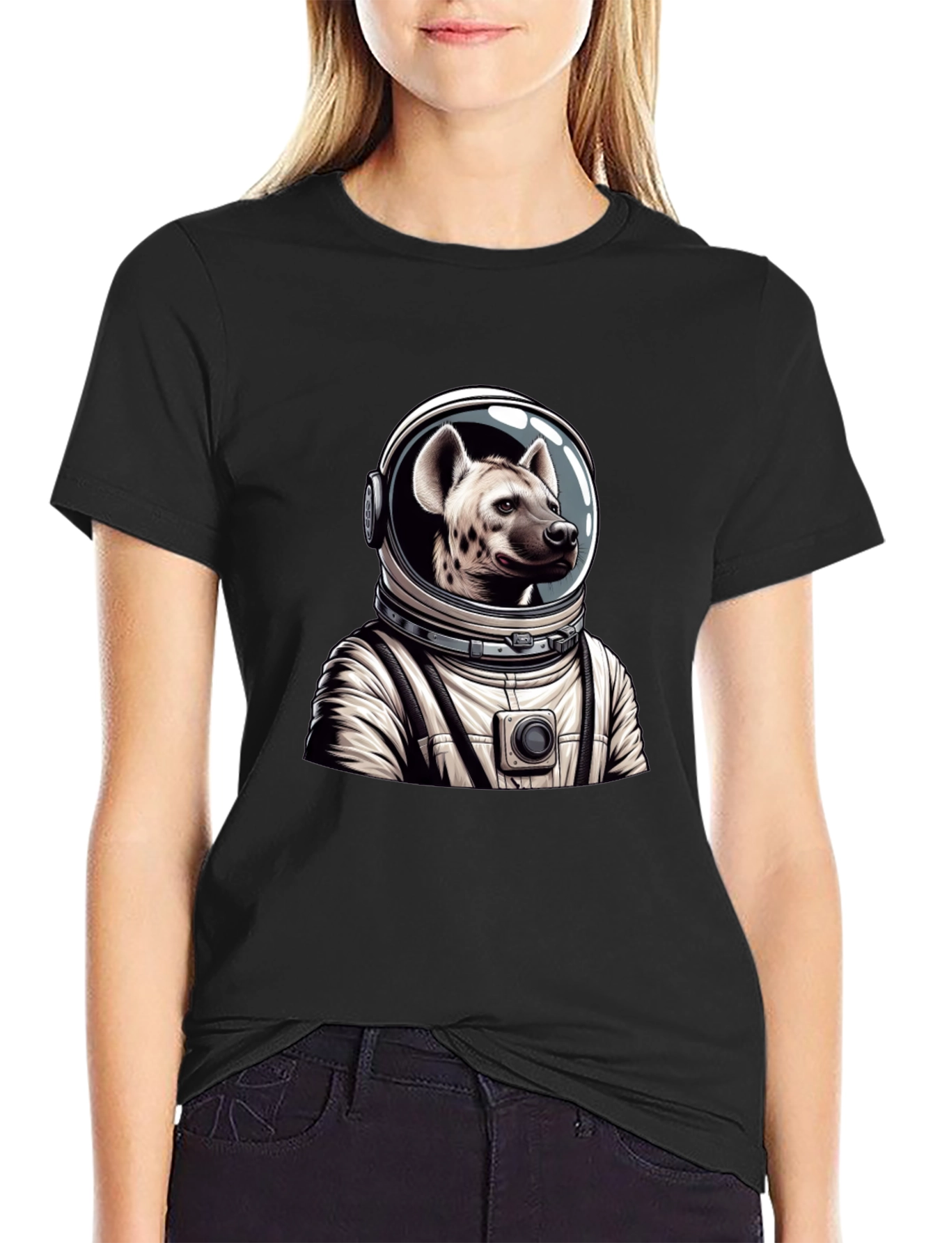 Hyena Astronaut Black T-Shirt