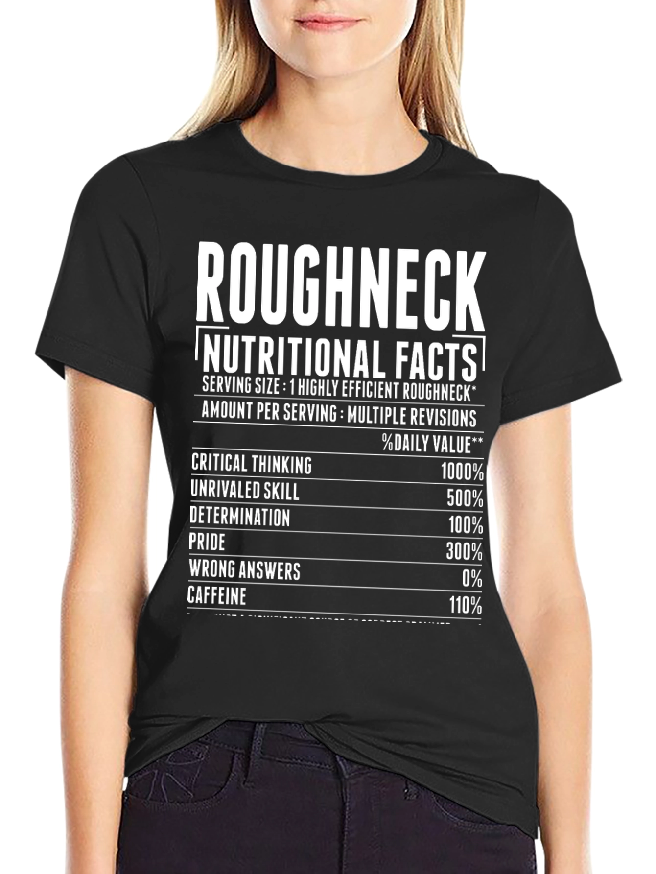 Roughneck Nutritional Facts Black Graphic T-Shirt