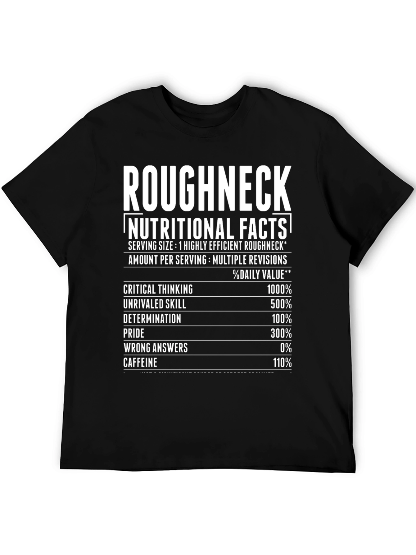Roughneck Nutritional Facts Black Graphic T-Shirt