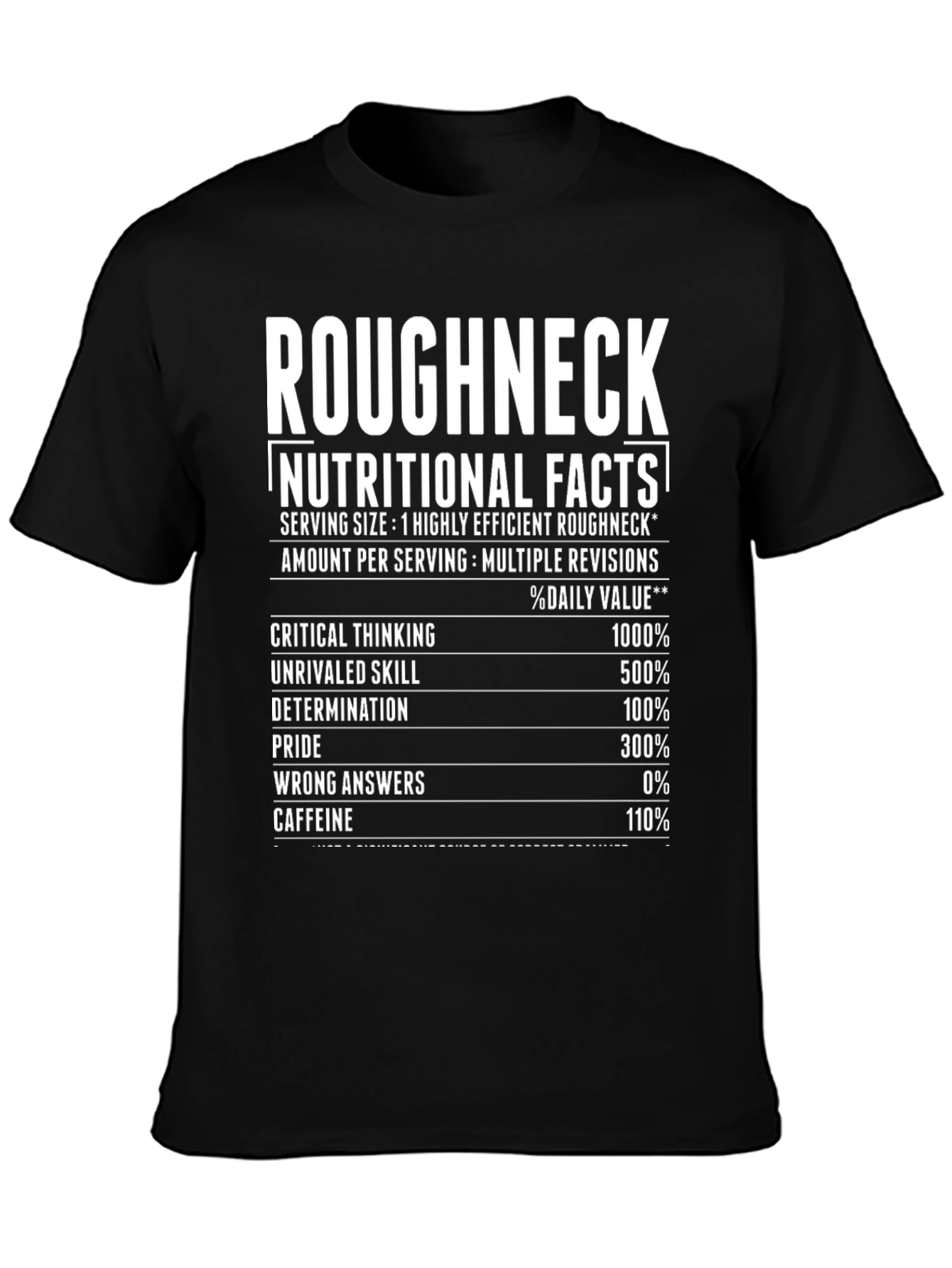 Roughneck Nutritional Facts Black Graphic T-Shirt