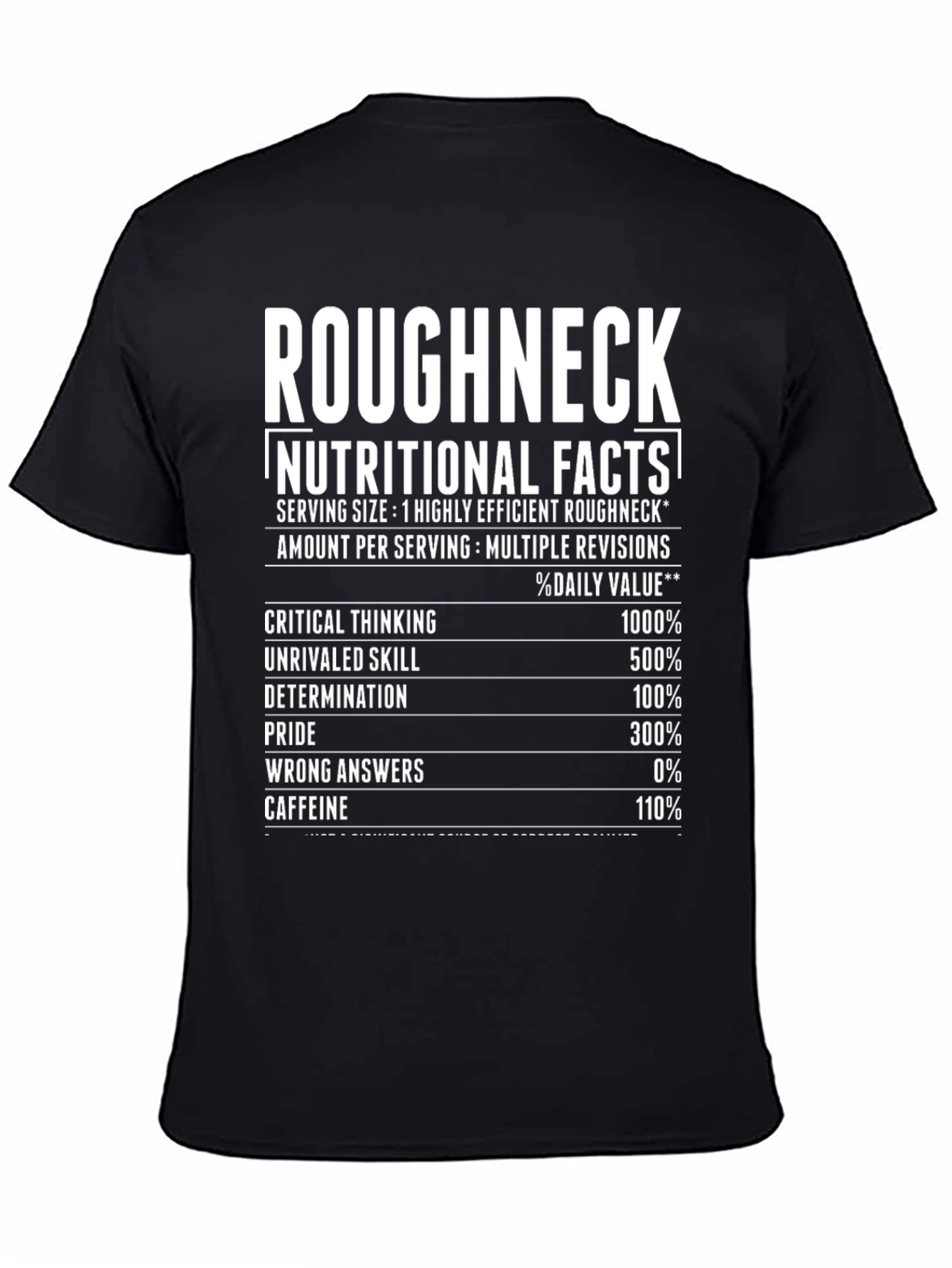 Roughneck Nutritional Facts Black Graphic T-Shirt