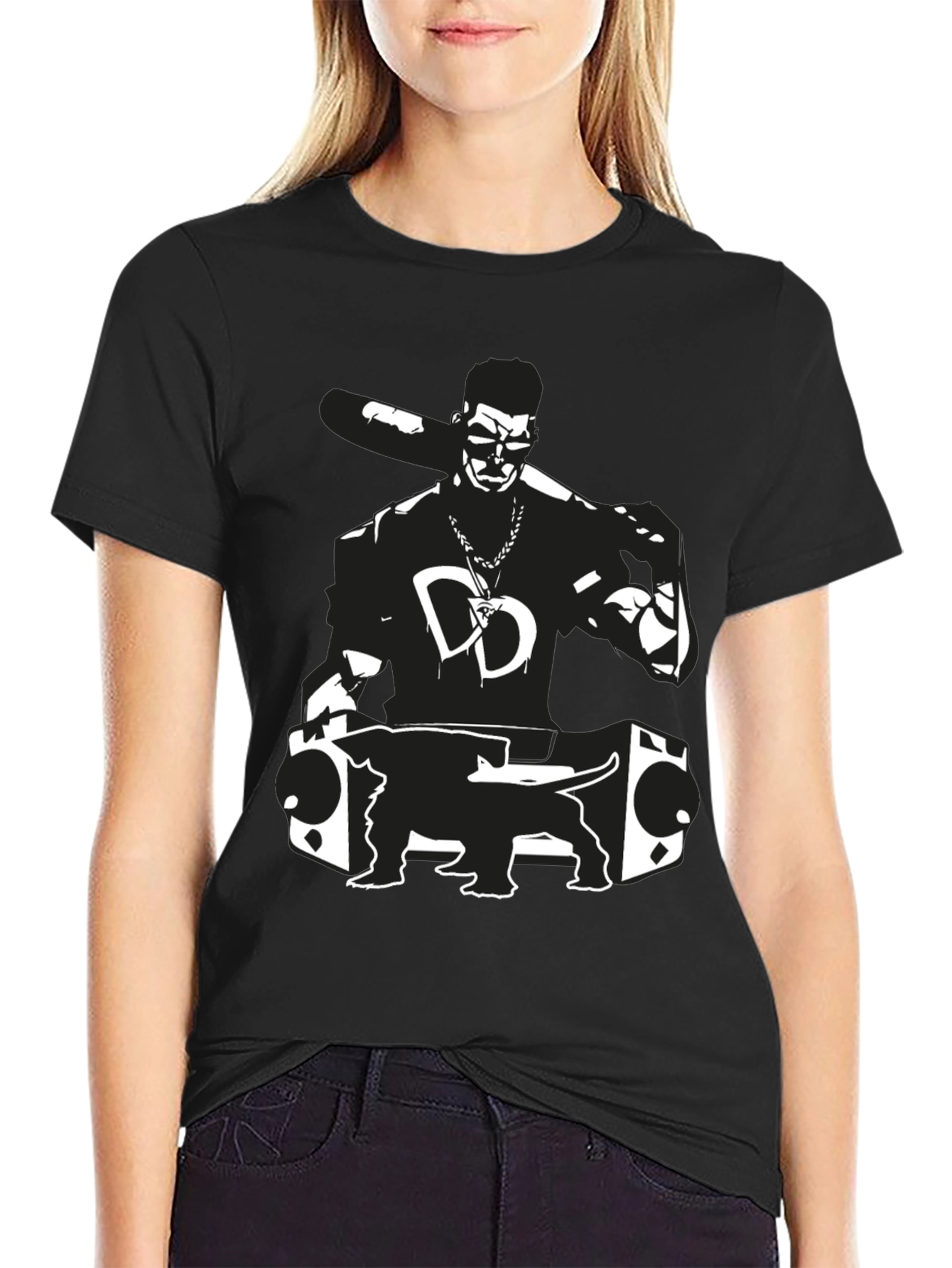 DJ Dog Black Graphic Tee