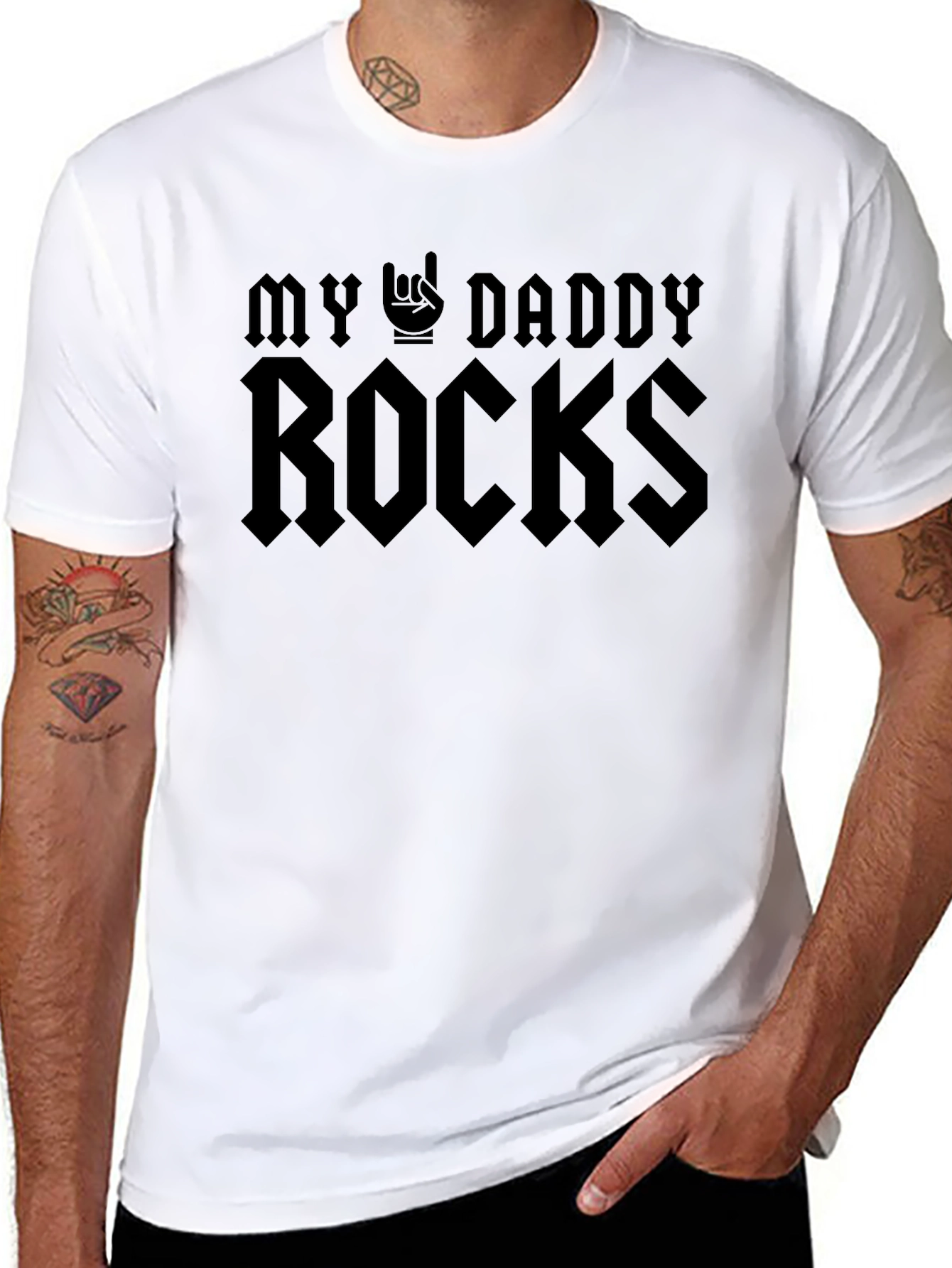 My Daddy Rocks Graphic Tee - Black T-Shirt