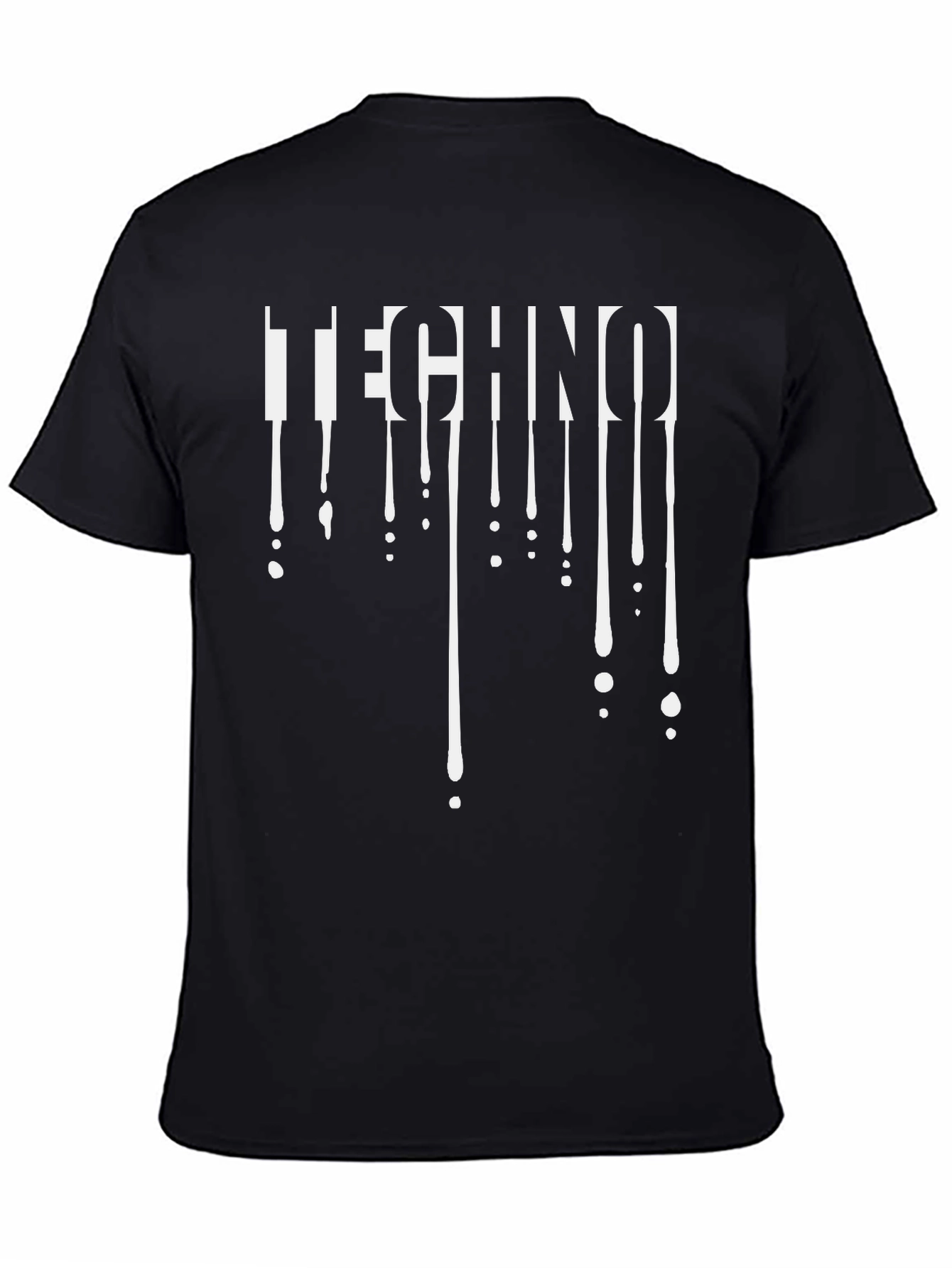 Techno Drip Graphic Tee - Black Crew Neck T-Shirt