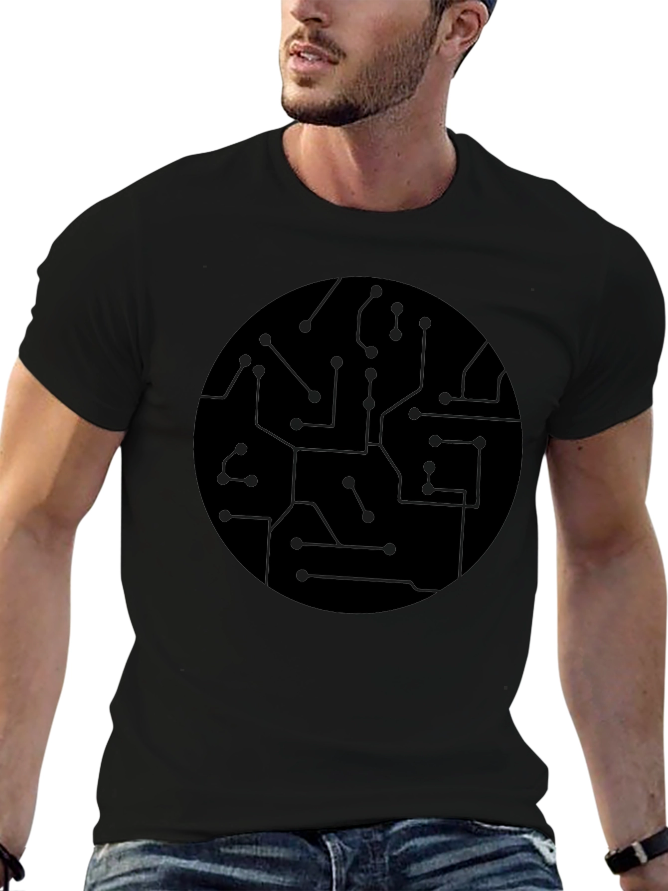 Circuit Board Graphic Black T-Shirt