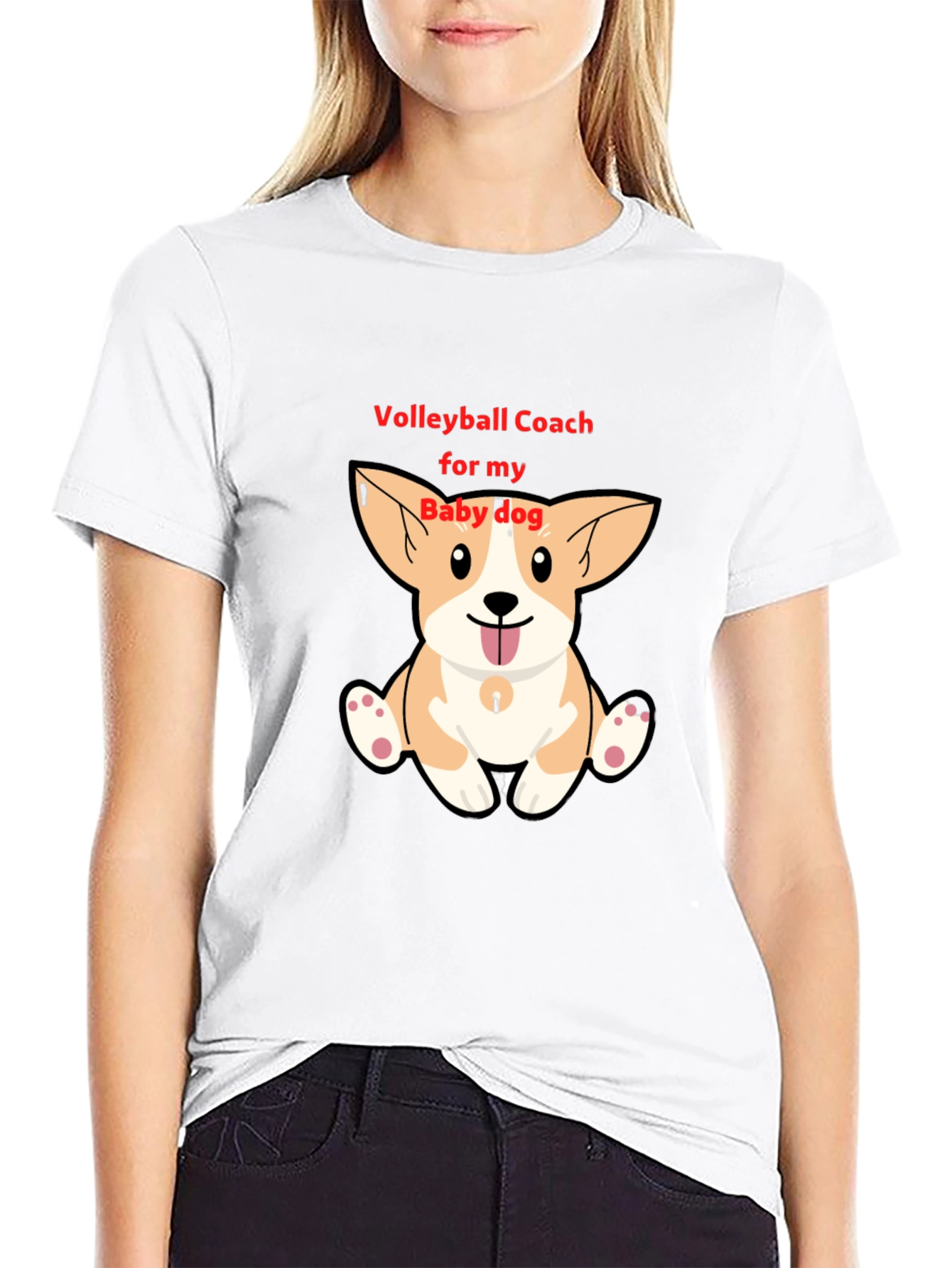 Volleyball Coach Baby Dog Corgi T-Shirt