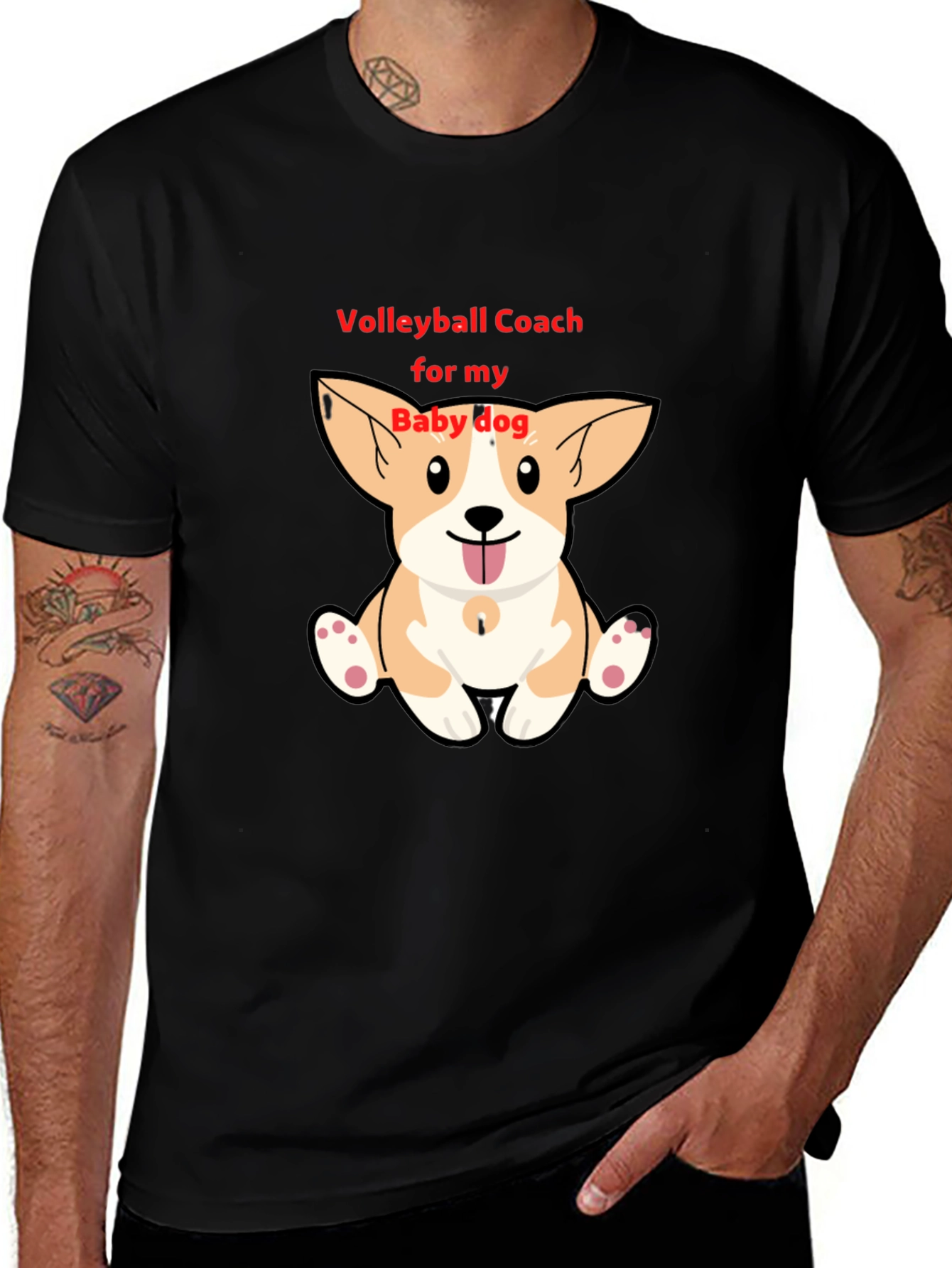 Volleyball Coach Baby Dog Corgi T-Shirt